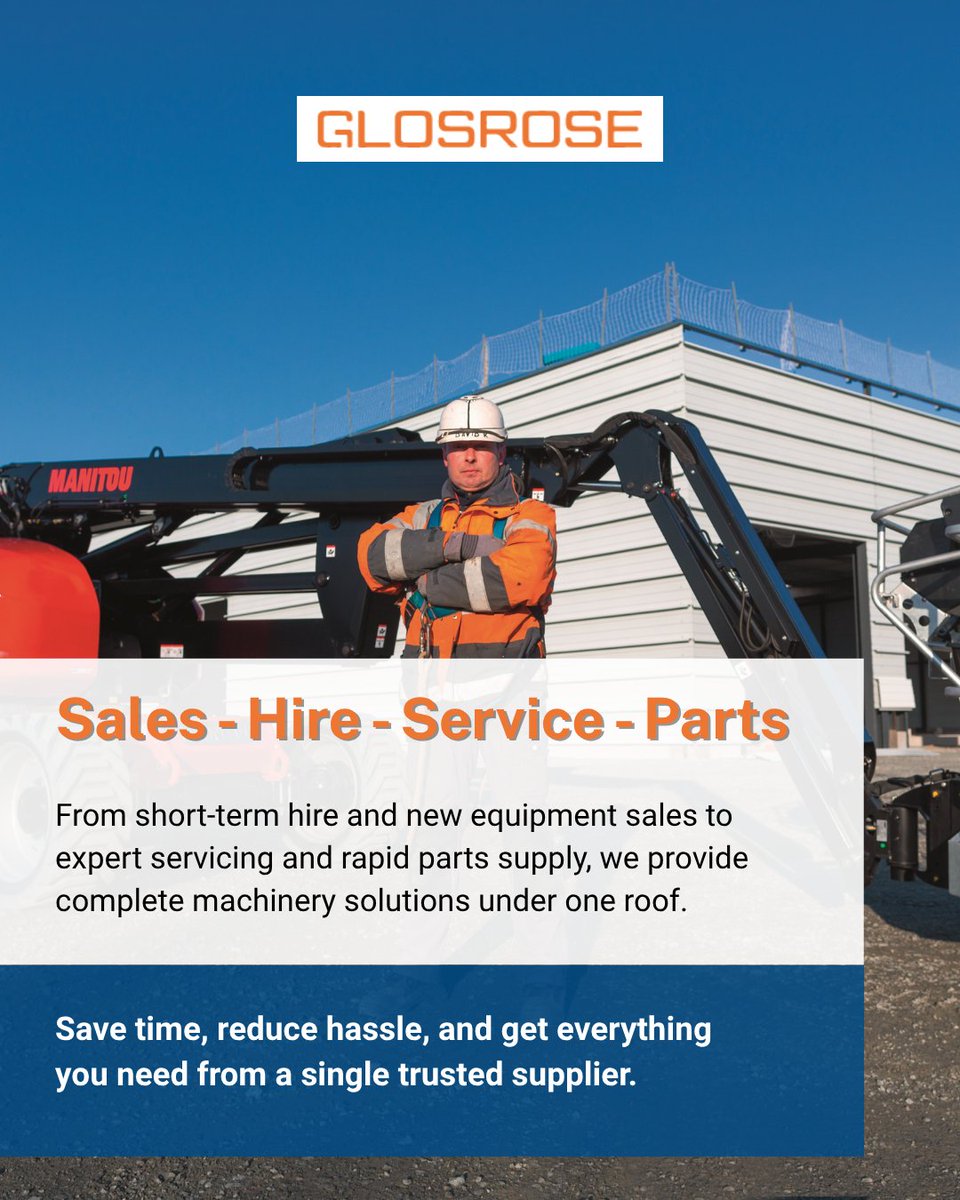 From flexible short-term hire to new machine sales, expert maintenance and a fully stocked parts department, we offer the complete package.

Get in touch today: glosrose.co.uk/contact-us/

#Glosrose #OneStopSupport #ForkliftHire #ConstructionServices #MaterialHandling