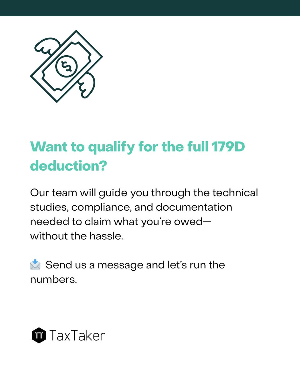 Not seeing the full $5.81/sq. ft. from your 179D deduction? 🧐
You might be missing Prevailing Wage compliance.

Swipe to learn how it works—then send us a message to maximize your claim.

#179D #TaxCredits #PrevailingWage #EnergyEfficiency