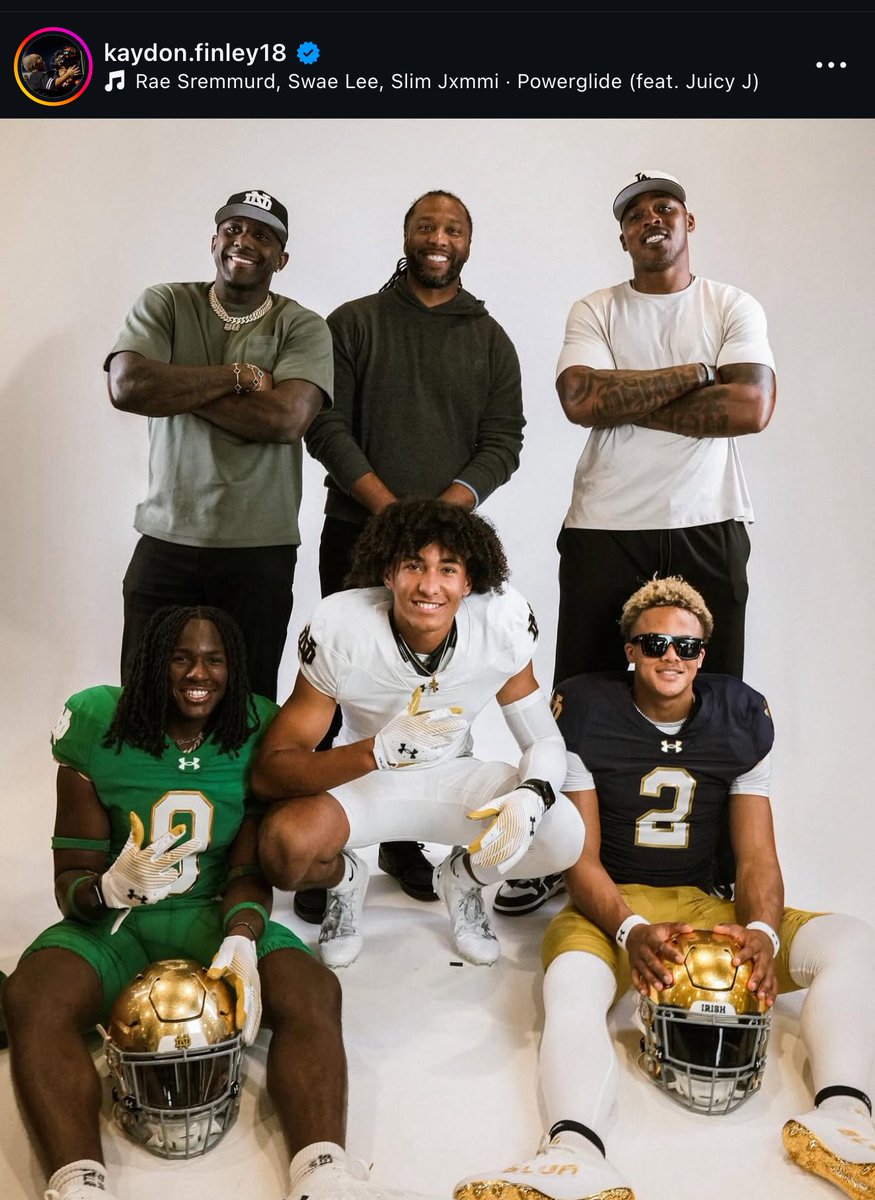 Another year and another NFL dad/son photo coming out of a Notre Dame official visit weekend. 

This one courtesy Kaydon Finley. 

Front: Thomas Davis Jr, Devin Fitzgerald &amp; Finley
Back: Thomas Davis, Larry Fitzgerald and Jermichael Finley