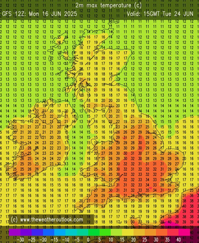 GFS 12Z smashes the all time June temperature record. Astonishing how the signal for heat has been building in the last few days. 
theweatheroutlook.com/twodata/gfs.as…