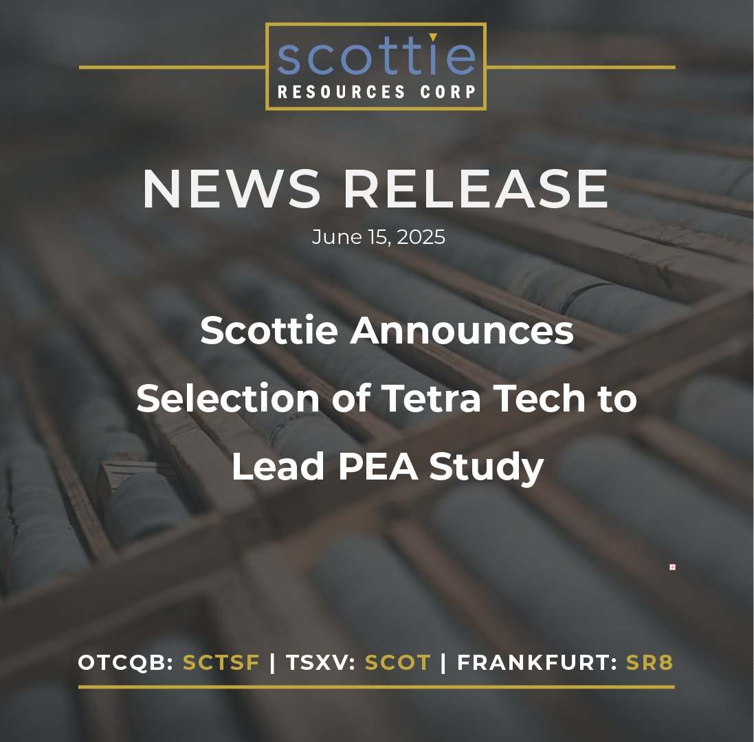 ScottieCorp's tweet image. News Release 📣 Scottie Announces Selection of Tetra Tech to Lead PEA Study
📰 Read Full Release Here: bit.ly/4l4RYme
$SCOT $SCTSF