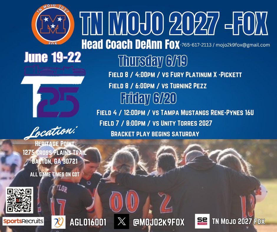 TN Mojo 2027 Fox (@mojo2k9fox) on Twitter photo We hit the road again and taking our talent to Dalton, Georgia for the <a href="/ConnectSports_/">Connect Sports</a> T25 to play the best of the best. We will be at Heritage Point and all games CDT times. Watch us live streaming and scoring on GameChanger: TN Mojo 2027 Fox or AGL: 016001. You can also check We hit the road again and taking our talent to Dalton, Georgia for the <a href="/ConnectSports_/">Connect Sports</a> T25 to play the best of the best. We will be at Heritage Point and all games CDT times. Watch us live streaming and scoring on GameChanger: TN Mojo 2027 Fox or AGL: 016001. You can also check