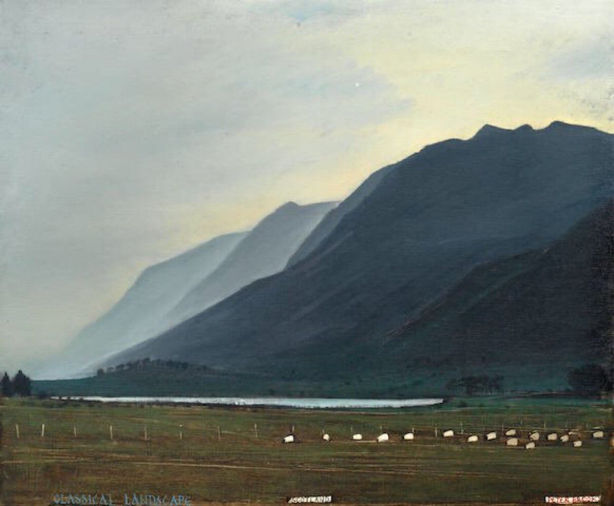 Peter Brook’s ‘Classical Landscape - Scotland’ is part of a series of paintings featuring the Highlands. Inspired by his summer holidays north of the border, it is not surprising that snow scenes are much less in evidence than in his Pennine landscapes. (Sold by Bonhams in 2016)