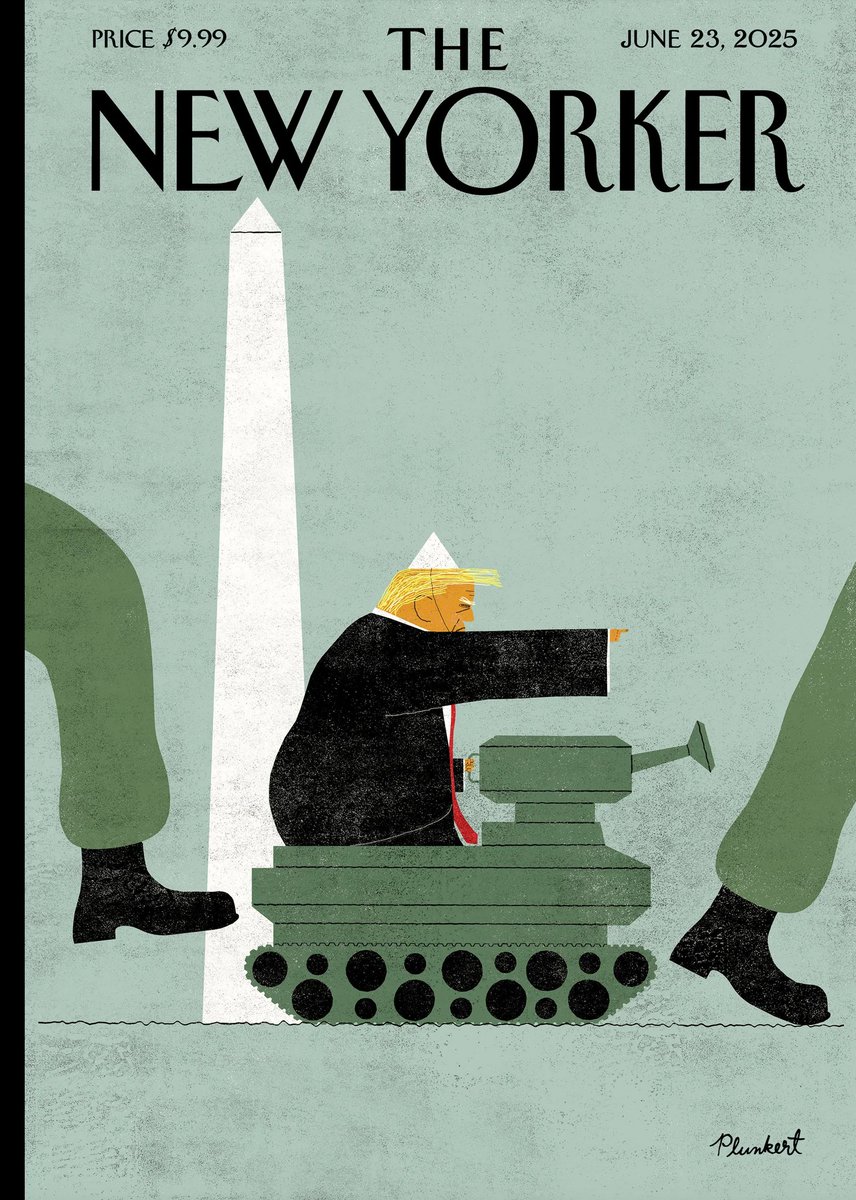 La última de <a href="/NewYorker/">The New Yorker</a> la firma <a href="/plunkert/">David Plunkert</a>.
14 de junio. El desfile —ha salido por 45 millones de dólares— para celebrar el bicentenario del Ejército ha coincidido con el 79 cumpleaños de Trump.