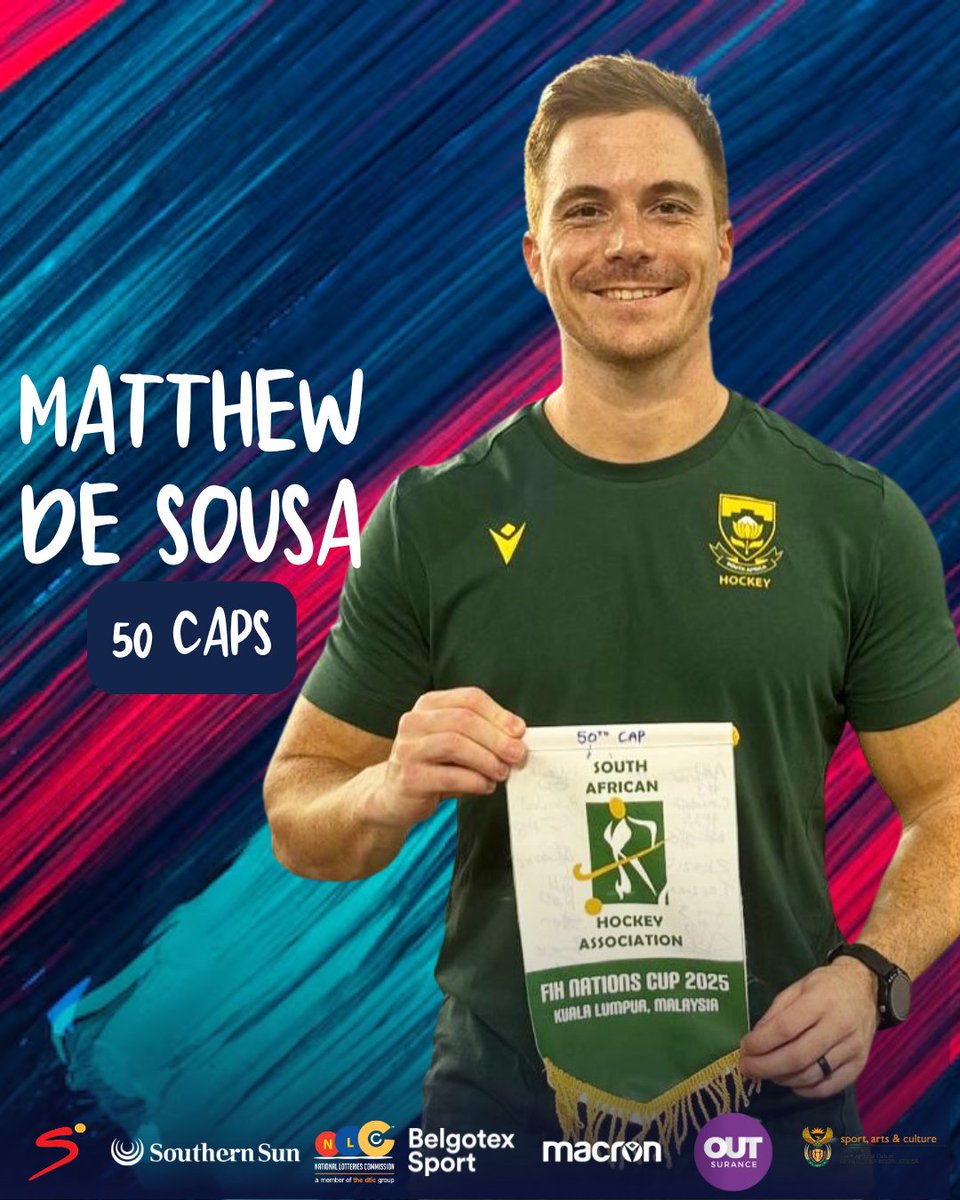 A massive congratulations to Matthew De Sousa on earning his 50th cap for the SA Hockey Men!

A brilliant advert for the game! Thank you Matt! 

#morethanhockey