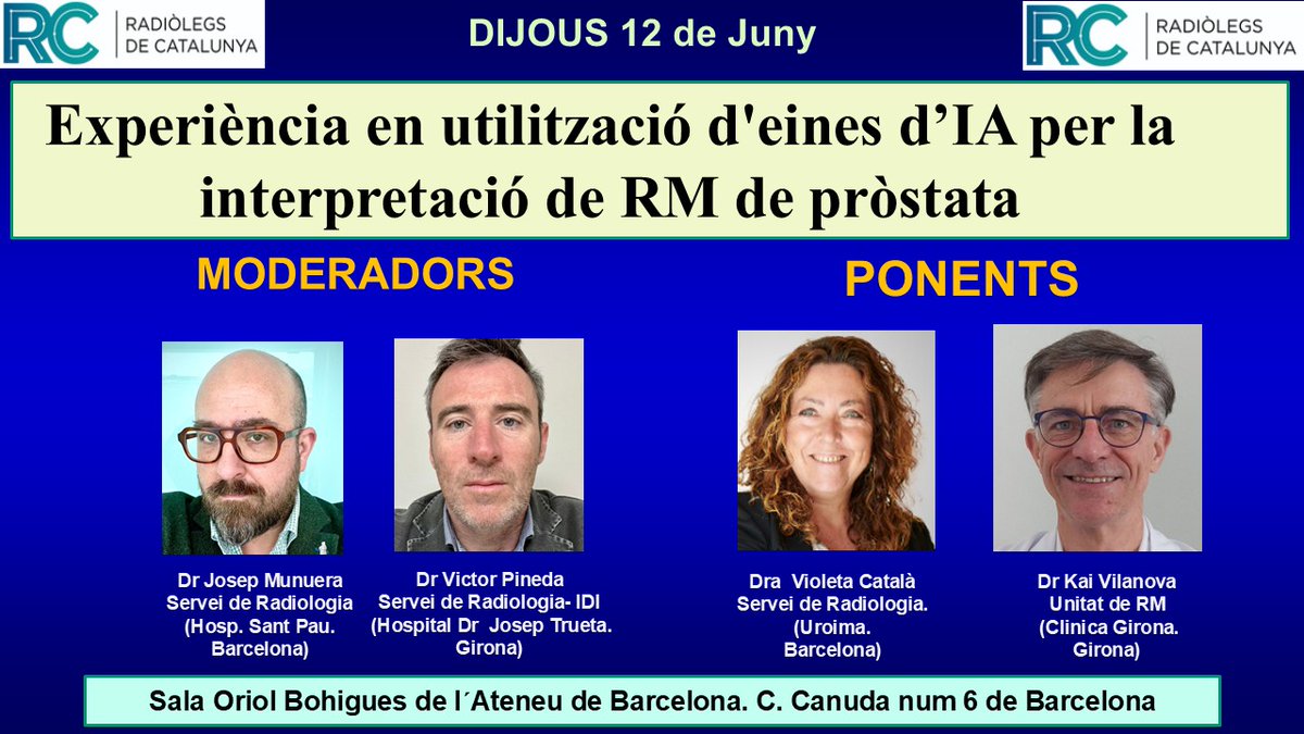 Salvador Pedraza (@salvasapedraza) on Twitter photo Interessant sessió de la Dra. Violeta Català i el Dr Kai Vilanova ““Experiència en utilització d'eines d’IA per la interpretació de RM de pròstata” amb moderació del Dr Josep Munuera i el Dr Victor Pineda. <a href="/Radiolegs_CAT/">radiolegscatalunya</a> <a href="/VioletaCatala/">Violeta Catalá. Uro-radióloga. Uroima</a> <a href="/_uroima/">Uroima</a> <a href="/KaiVilanova/">Kai Vilanova</a> <a href="/ClinicaGirona/">Clínica Girona</a> Interessant sessió de la Dra. Violeta Català i el Dr Kai Vilanova ““Experiència en utilització d'eines d’IA per la interpretació de RM de pròstata” amb moderació del Dr Josep Munuera i el Dr Victor Pineda. <a href="/Radiolegs_CAT/">radiolegscatalunya</a> <a href="/VioletaCatala/">Violeta Catalá. Uro-radióloga. Uroima</a> <a href="/_uroima/">Uroima</a> <a href="/KaiVilanova/">Kai Vilanova</a> <a href="/ClinicaGirona/">Clínica Girona</a>