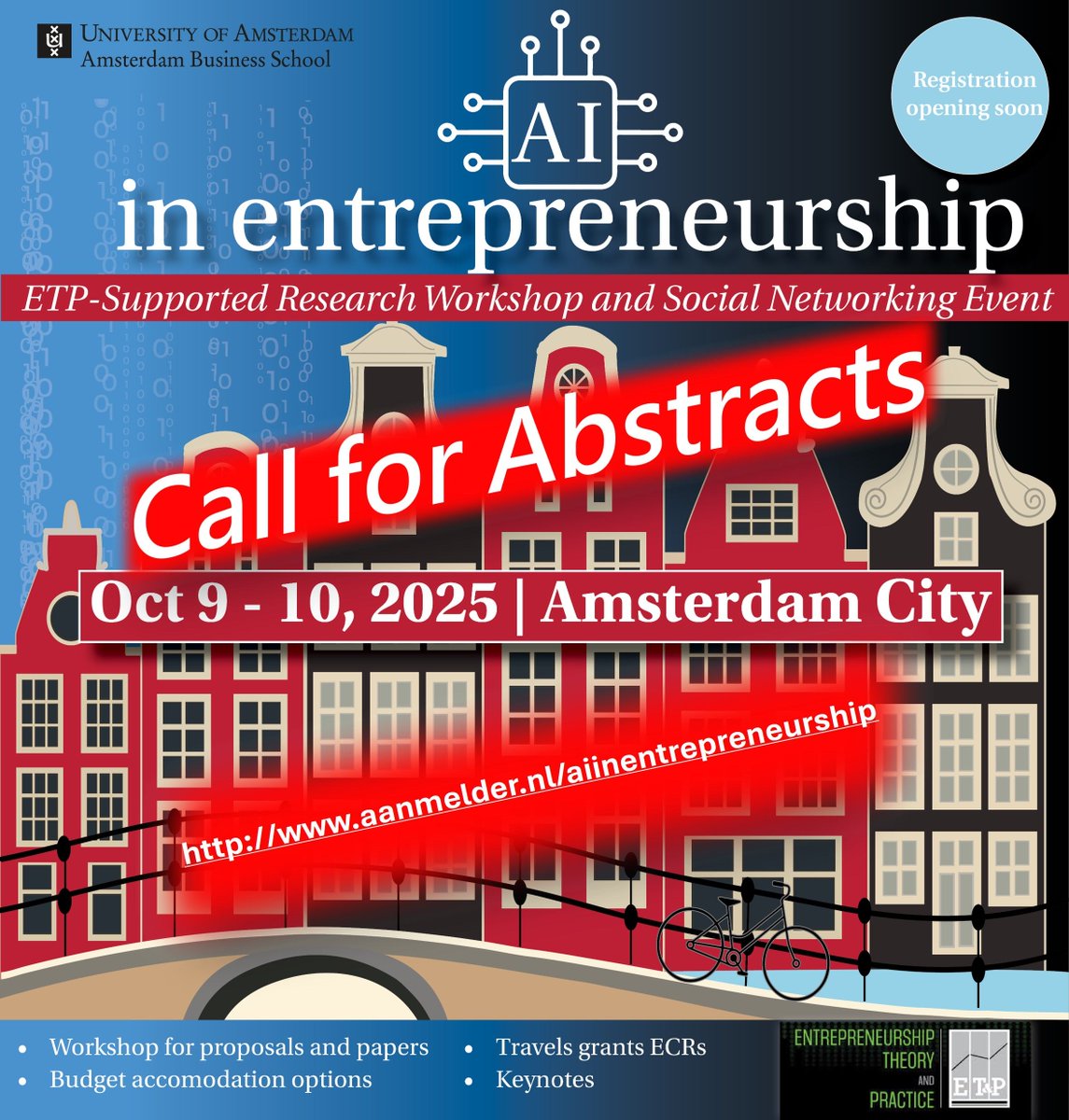 ETPjournal's tweet image. 🚀We invite you to submit your abstract for our focused research workshop and networking event, supported by ETP.
📬 aanmelder.nl/aiinentreprene…
🌐 ETP Special Issue: entrepreneurship-ex-machina.org
#AI #Entrepreneurship #AcademicResearch #CallForAbstracts #ETP #AIinEntrepreneurship