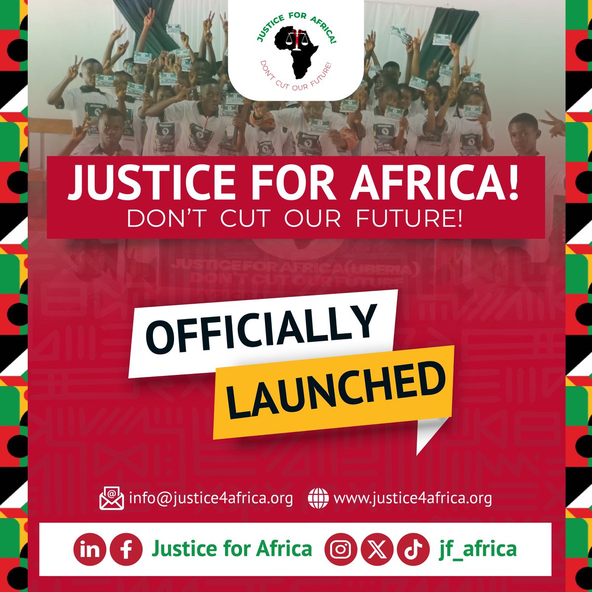 jf_africa's tweet photo. It’s Official: Justice For Africa Has Launched!
Today marks a new phase of a bold journey to champion justice in the global decision-making system and a strong call for a fairer world, which ensures that Africa is no longer at the tail end of advancing its developmental agenda. https://t.co/f06XUMDvyk