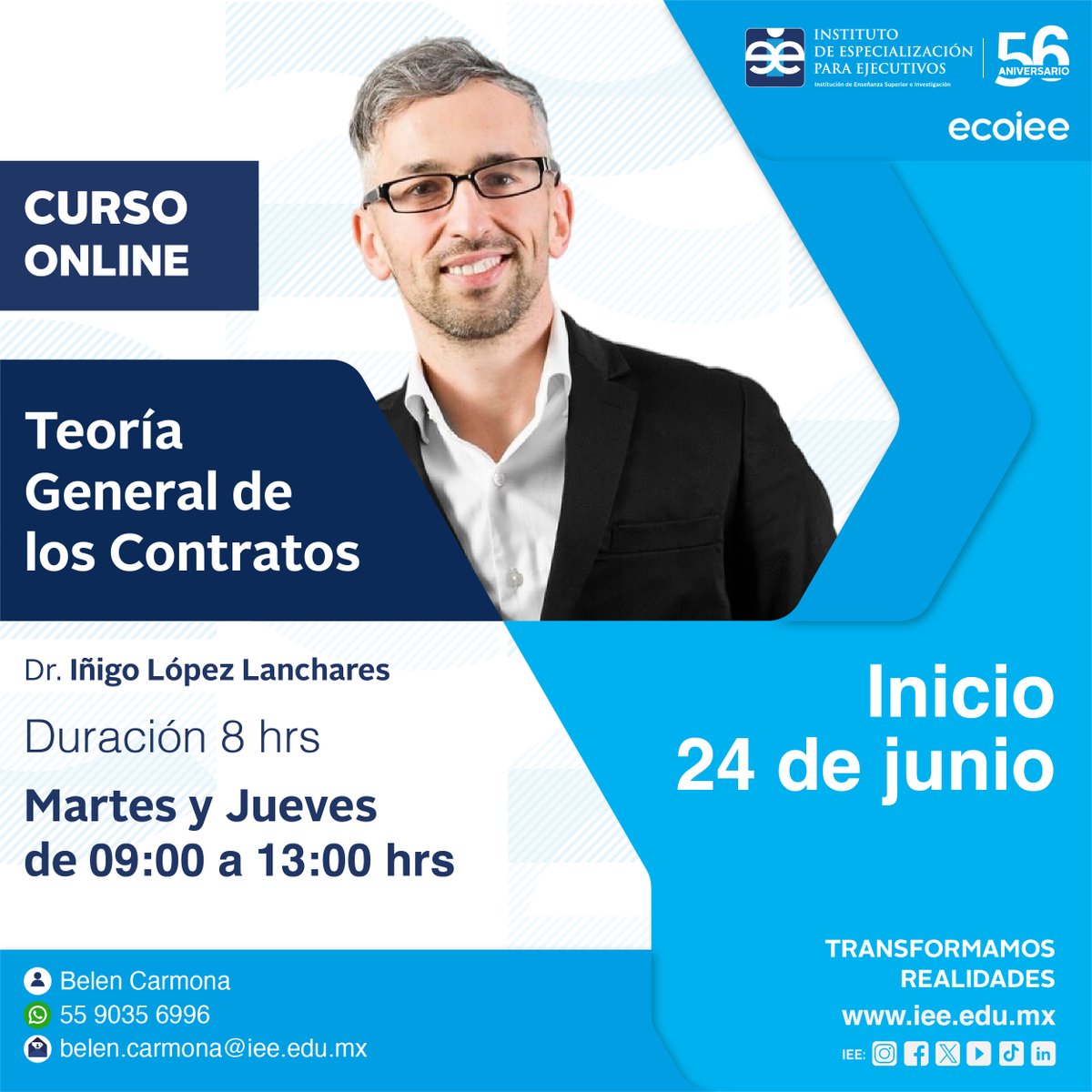 Profundiza en la Teoría General de los Contratos con el curso del IEE.
Duración: 8 horas.
📲 Más info por DM.