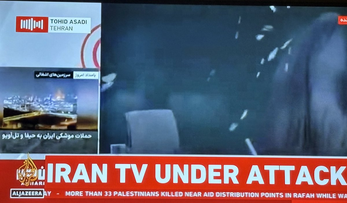 Having slaughtered an unprecedented number of journalists in Gaza, Israel has now bombed Iranian TV - a war crime under international law

Will western media finally report these attacks as war crimes, or continue their complicity in regurgitating Israeli speaking points?