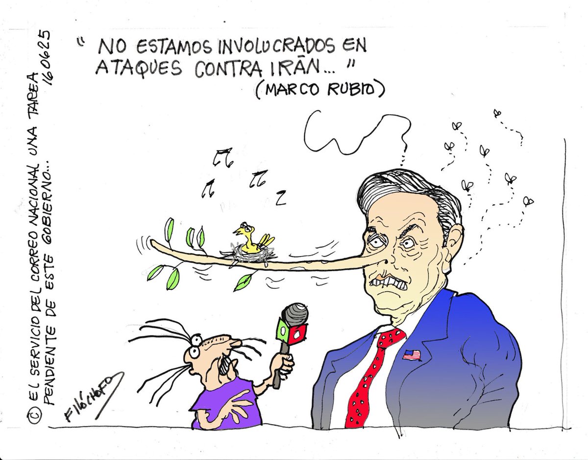 "No estamos involucrados en ataques contra Irán" - Marco Rubio 🤥

👉🏽 El servicio de correo nacional, una tarea pendiente de este gobierno.

Lee y comparte la viñeta de <a href="/JosMChacn2/">Filóchofo</a> para este lunes 👀