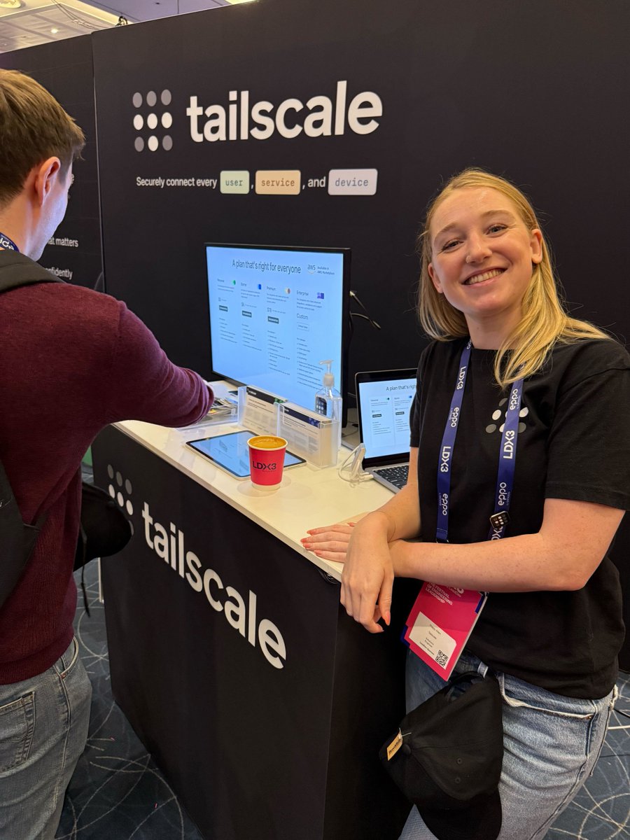 Tailscale's tweet photo. We are wrapping up day 1 of LeadDev London #LDX3 at the Intercontinental O2!
If you've not come to see us yet - we are still here for another day tomorrow with some great swag and even greater conversation!
Come find us in the Solutions Zone! https://t.co/zAWhGT550u