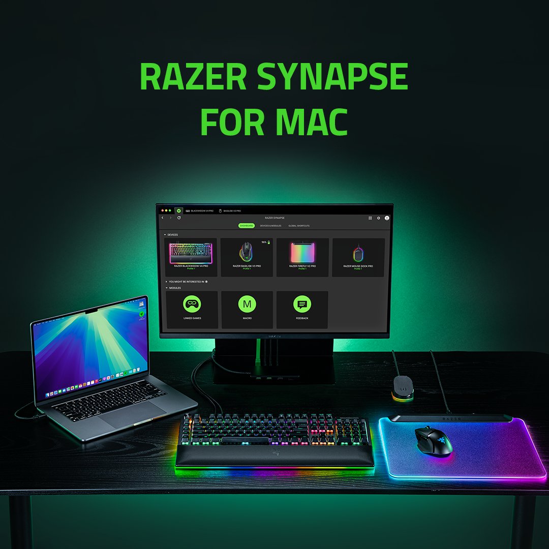 Mac gamers, this is your time. Razer Synapse is now available for macOS users!

Elevate your gaming with one powerful platform. Download the Preview Mode now: rzr.to/synapse-4-mac

يا لاعبي ماك، حان وقتكم. Razer Synapse متوفر الآن لمستخدمي macOS!

ارتقي بتجربة اللعب مع منصة