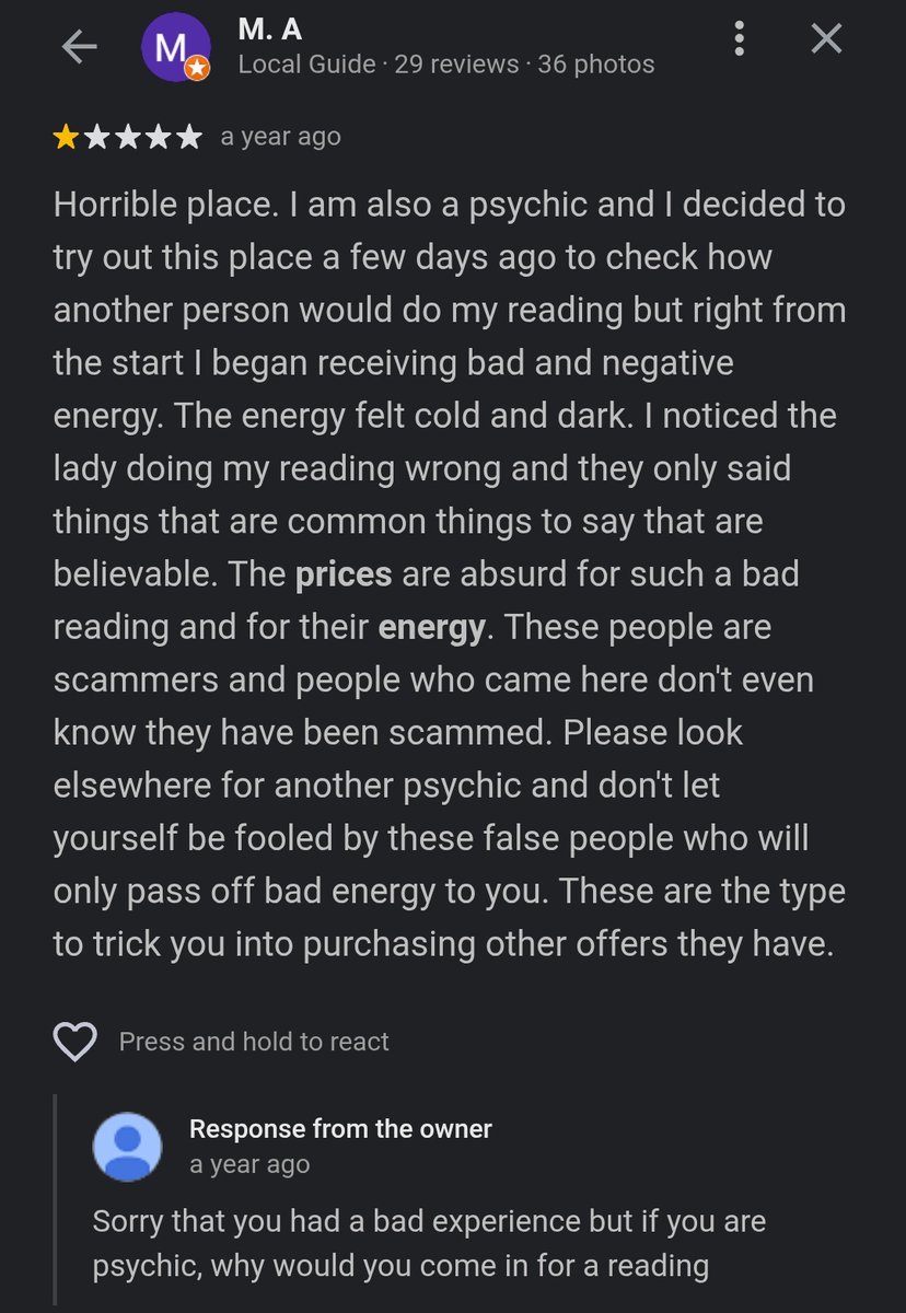 i also saw this review last night while i was looking up psychics on google and i can't stop thinking about it