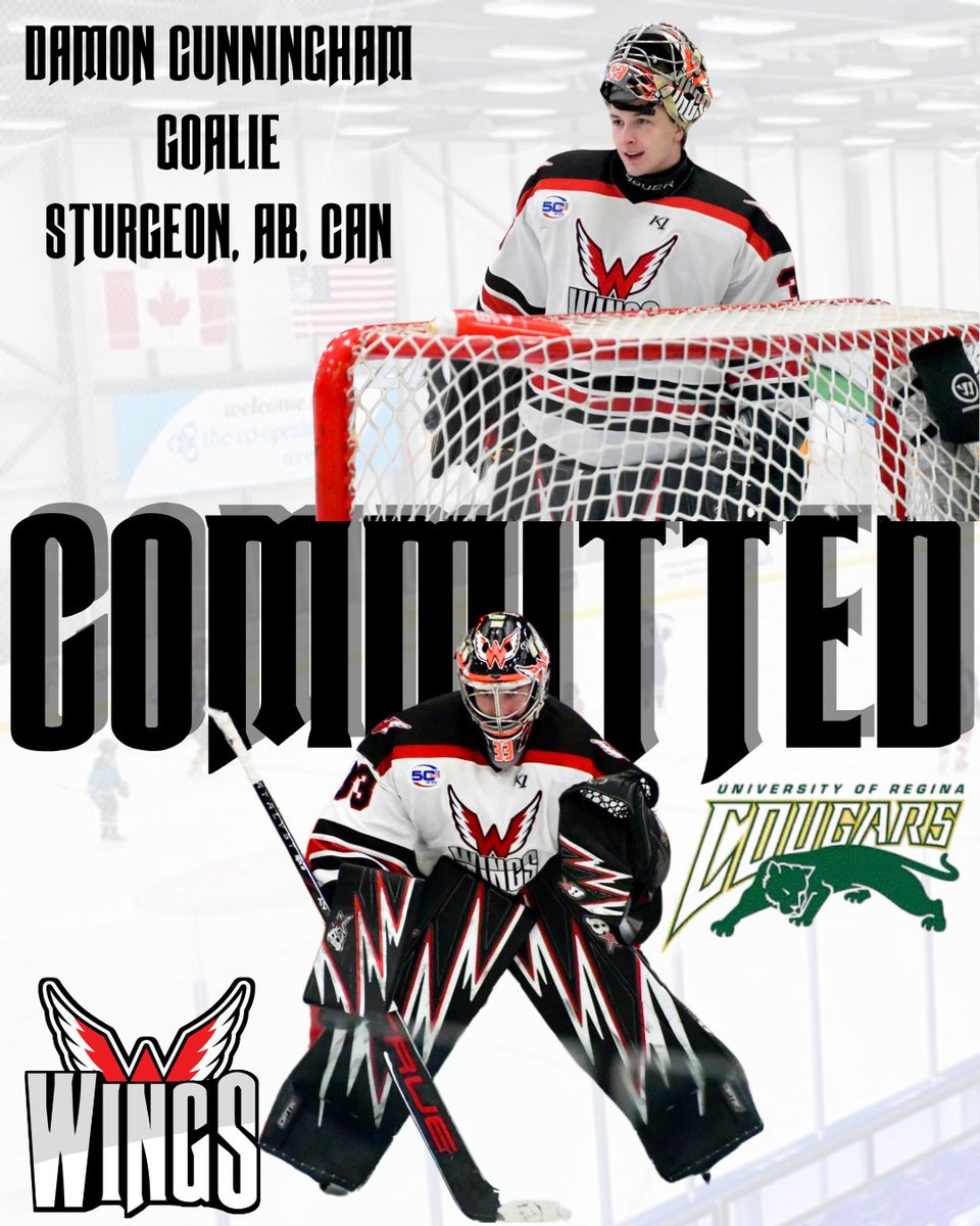 🚨WE HAVE ANOTHER COMMITMENT🚨
Damon Cunningham, Goaltender for the Aberdeen Wings, has announced his commitment to the University of Regina U Sports!

Read the full story of our website here: aberdeenwings.com
#WingsFamily #WingsWay #NAHL