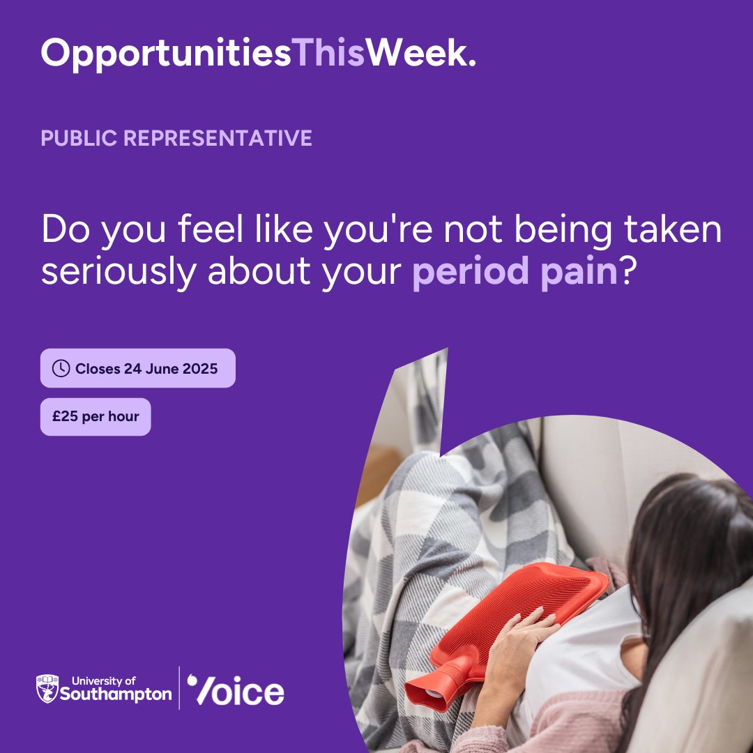 UK National Innovation Centre for Ageing (NICA) (@uknicaofficial) on Twitter photo Struggled with painful or heavy periods? 🩸
<a href="/unisouthampton/">University of Southampton</a> is improving how health pros talk about #periods. Share your experience and help shape better support.
You’ll be paid for your time, get involved here!👇
bit.ly/4jQUbkg
#VoiceOpportunity Struggled with painful or heavy periods? 🩸
<a href="/unisouthampton/">University of Southampton</a> is improving how health pros talk about #periods. Share your experience and help shape better support.
You’ll be paid for your time, get involved here!👇
bit.ly/4jQUbkg
#VoiceOpportunity