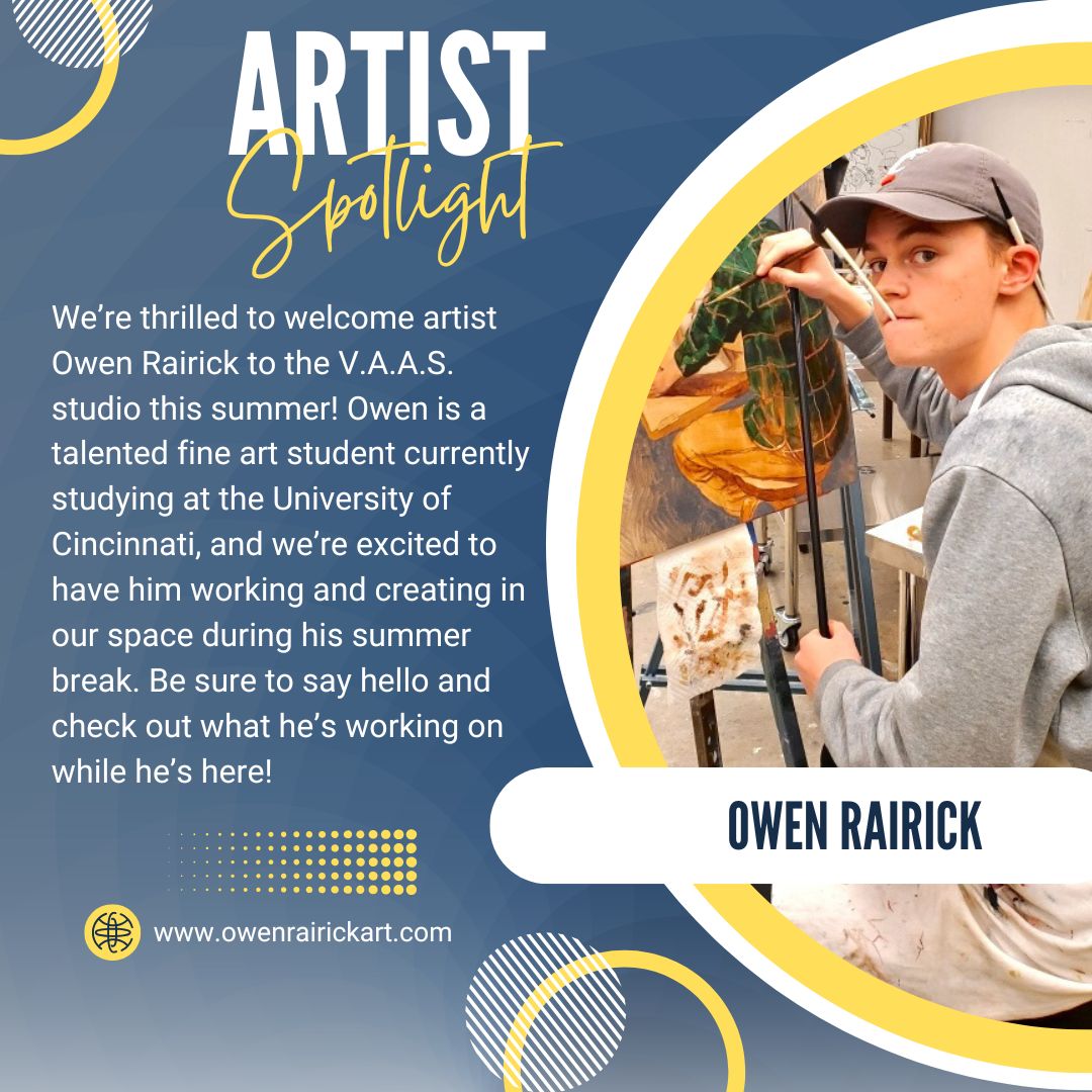 VAASLouisville's tweet image. 🎨 We’re thrilled to have artist Owen Rairick working out of the V.A.A.S. studio this summer!

Follow his journey:
IG: @owenrairick_art
FB: Owen Rairick
🌐 owenrairickart.com

Stop in, say hey, &amp;amp; get inspired! 👋🖌️
#VAAS #StudioArtist #SummerAtVAAS #SupportYoungArtists