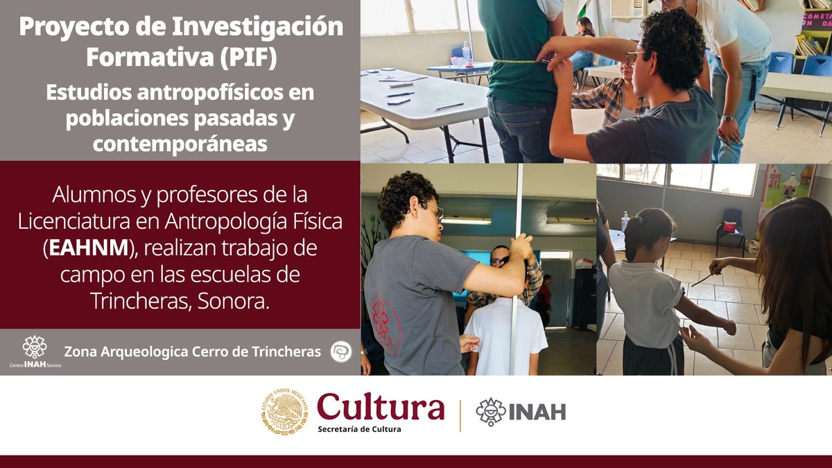 #ENTERATE | Alumnos y profesores del Proyecto de Investigación Formativa (PIF), de la Licenciatura en Antropología Física de la @EAHNMOficia, han iniciado trabajo de campo en las escuelas de Trincheras, Sonora, con el objetivo de conocer cómo se alimentan y crecen los escolares.