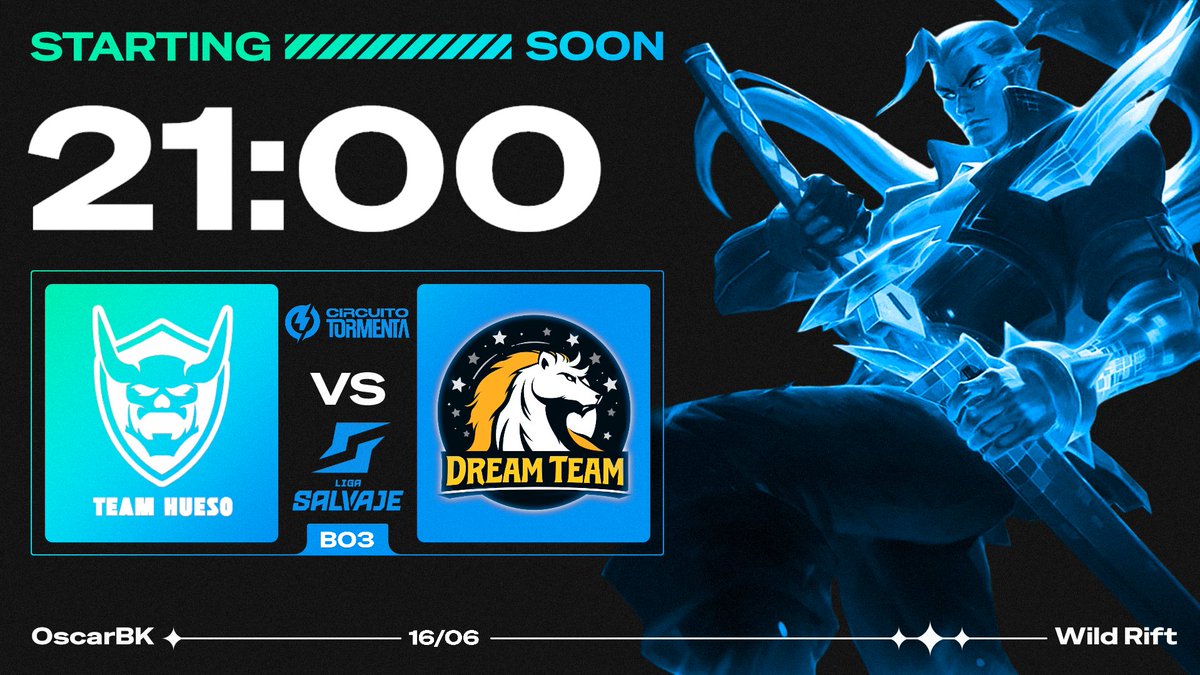 OJO PORQUE SI, VOLVEMOS A LA #LigaSalvaje

Partido entre <a href="/Team_Huesito/">TEAM HUESITO "EL DE VERDAD"</a> y #DreamTeam, partido clave para ambos para evitar caer al descenso

1 de los 2 conseguirá hoy su primera victoria del split de la máxima categoría del competitivo de <a href="/wildriftES/">League of Legends: Wild Rift</a> 

Os espero a las 21:00 junto