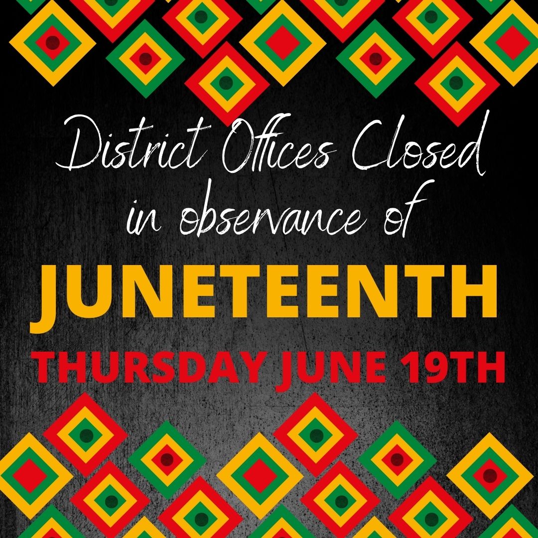 The district will be closed on June 19th in observance of Juneteenth, a day to remember and reflect. #mychoicewillougbyeastlake #WEareonthemove
