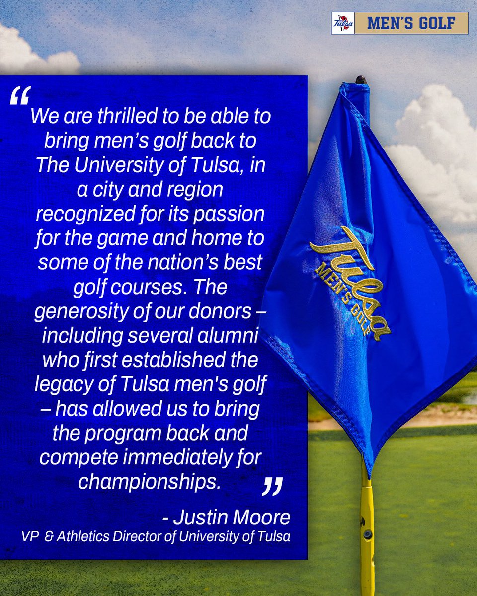 Athletic Director Justin Moore on welcoming back Tulsa Men’s Golf!

#ReignCane | <a href="/TulsaSportsAD/">Justin Moore</a>