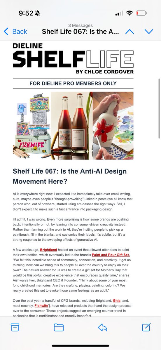 Love seeing Brightland and our Paint &amp; Pour Set featured in <a href="/TheDieline/">Dieline</a> -- Is the Anti-AI Design Movement Here? 🎨🎨🎨