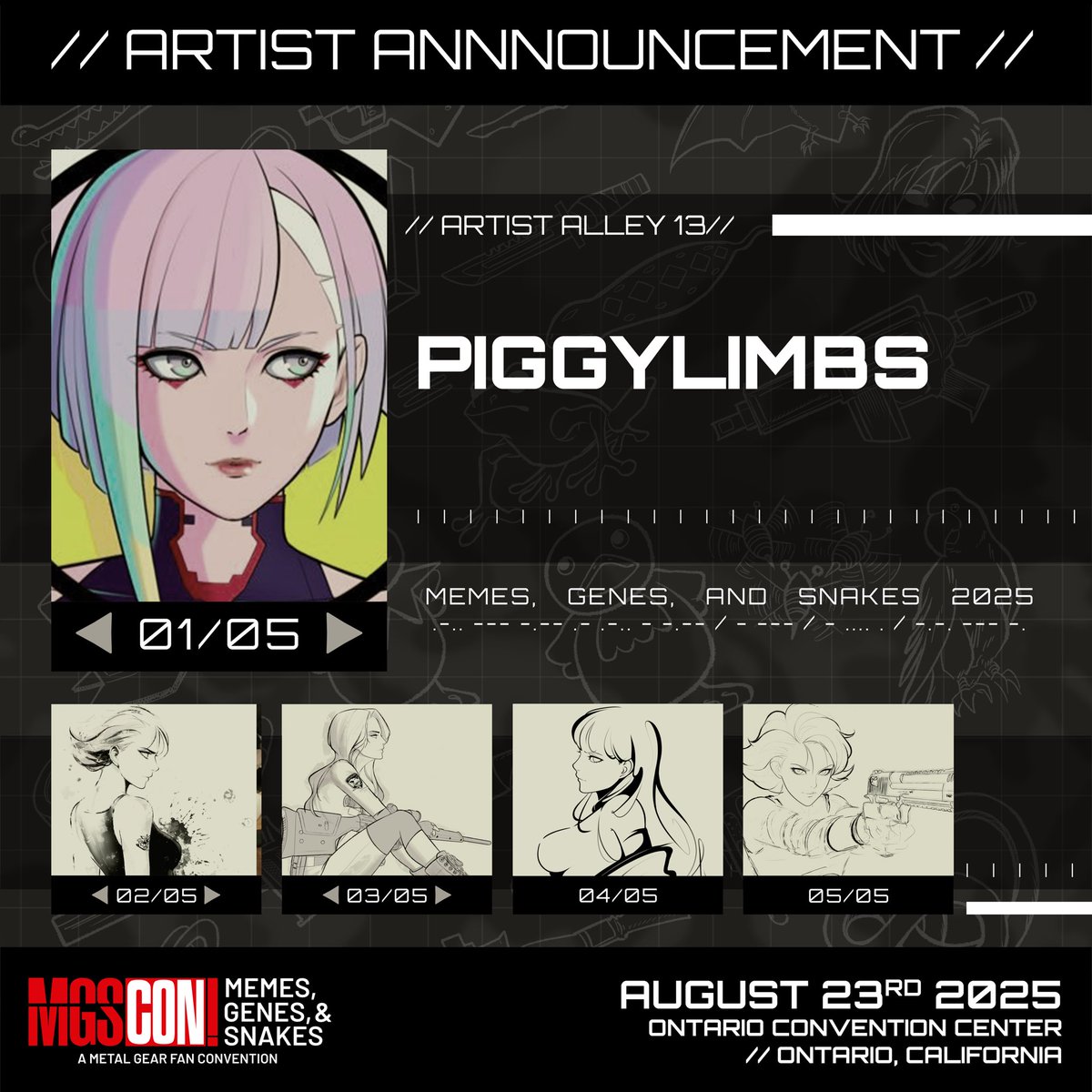 MGSCON's tweet photo. If you’re looking for art of your best MGS girls, check out Pigggylimbs in our Artist Alley! https://t.co/48hORCMrze