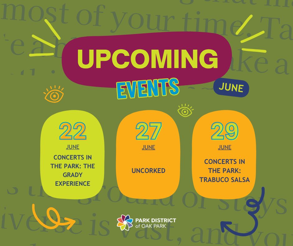 Discover the exciting events 👋 we have planned for you this summer at the Park District: pdop.org/schedules/

#oakparkillinois