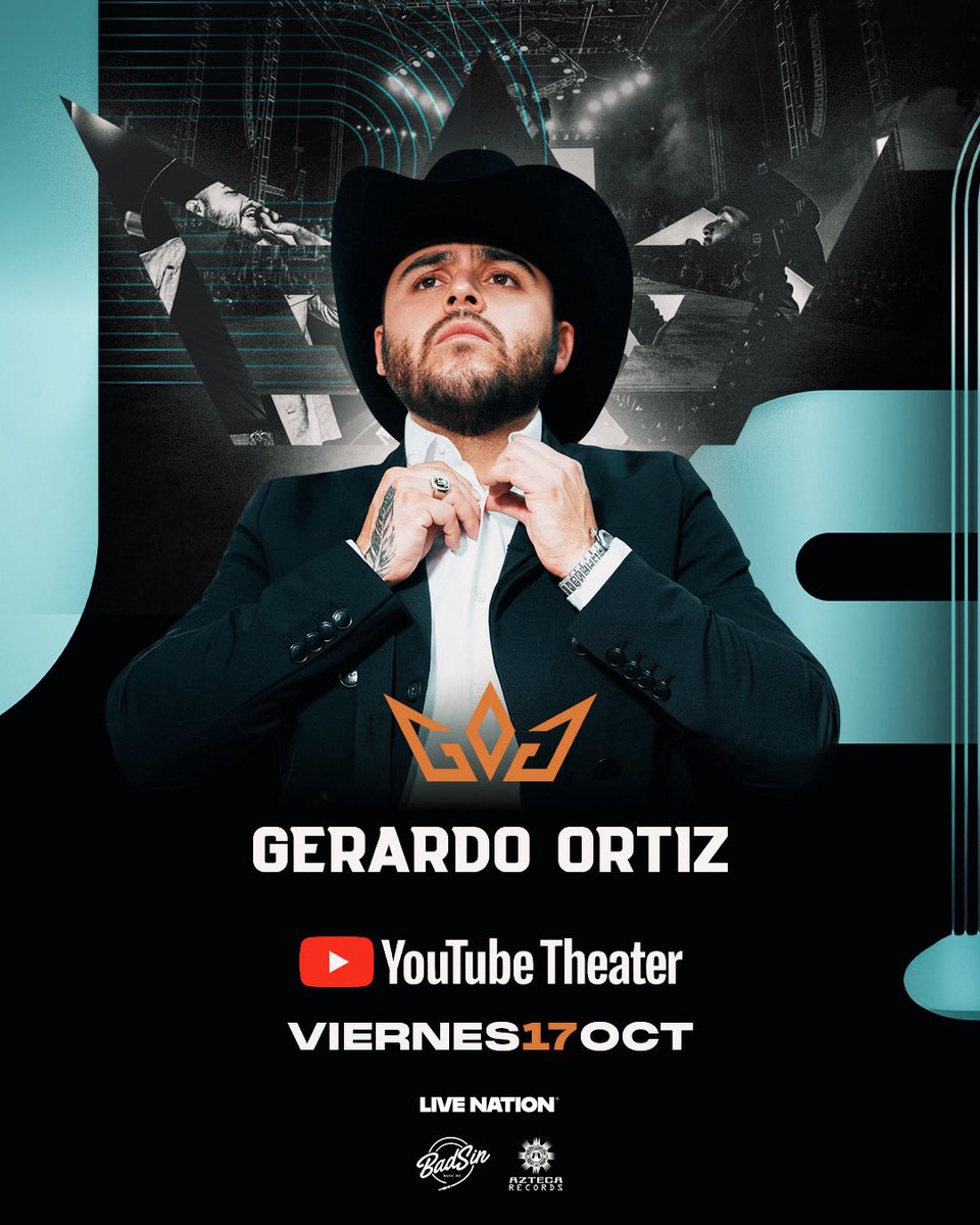 YouTube Theater (@youtubetheater) on Twitter photo RECIÉN ANUNCIADO: El Rey está de regreso en casa, <a href="/gerardoortiznet/">Gerardo Ortiz</a> vuelve a Los Ángeles en el evento más esperado del año este 17 de Octubre en el #YouTubeTheater 🤘 Prepárate para una noche de éxitos y emoción 🖤
Boletos a la venta este viernes 20 de junio a las 10am en RECIÉN ANUNCIADO: El Rey está de regreso en casa, <a href="/gerardoortiznet/">Gerardo Ortiz</a> vuelve a Los Ángeles en el evento más esperado del año este 17 de Octubre en el #YouTubeTheater 🤘 Prepárate para una noche de éxitos y emoción 🖤
Boletos a la venta este viernes 20 de junio a las 10am en