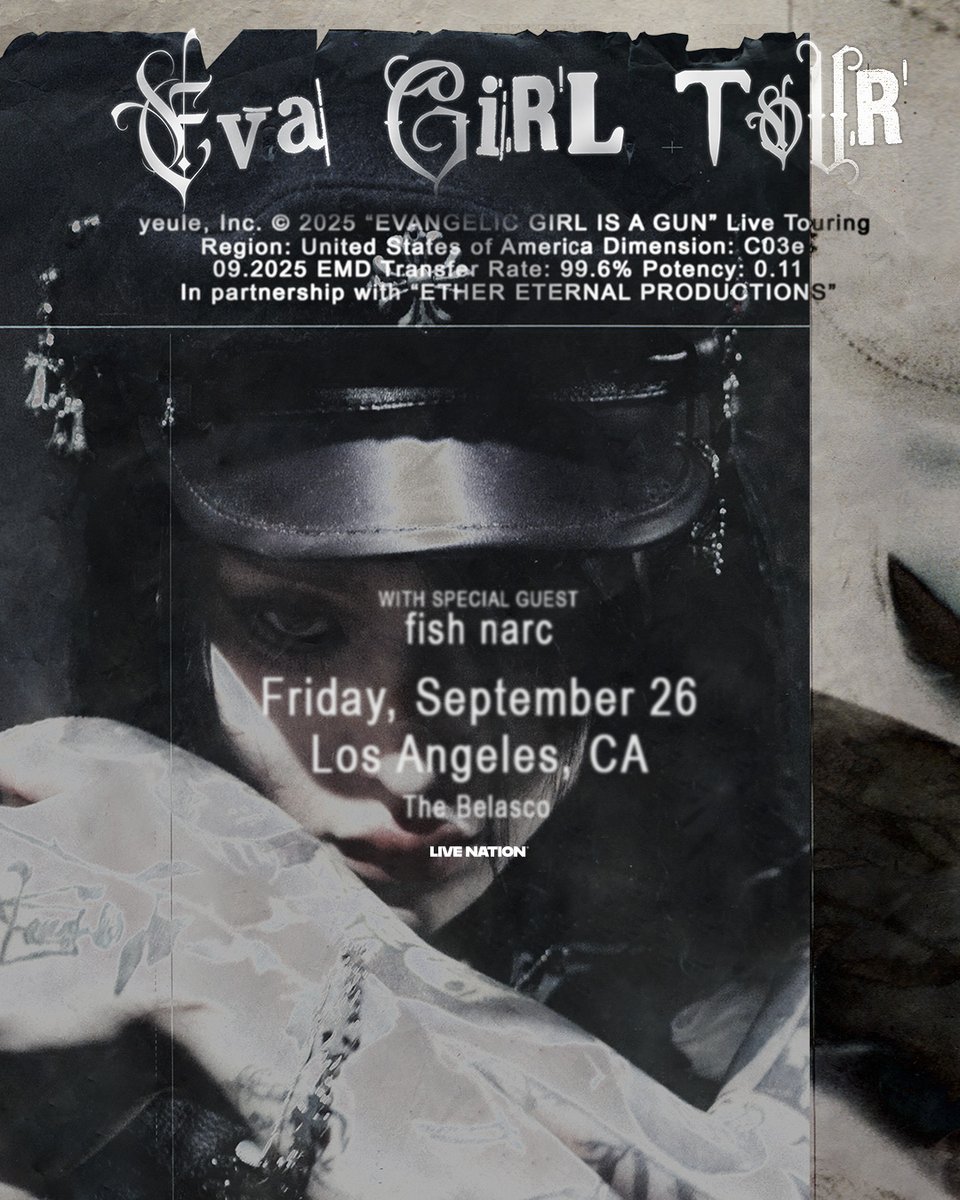 JUST ANNOUNCED: Yeule with special guest Fish Narc is heading to The Belasco on Friday, September 26.

⚔️ Presale starts Thurs (6/19) at 10AM. use code: TREBLE
⚔️ General on sale Fri (6/20) at 10AM.

Get tickets at thebelasco.con