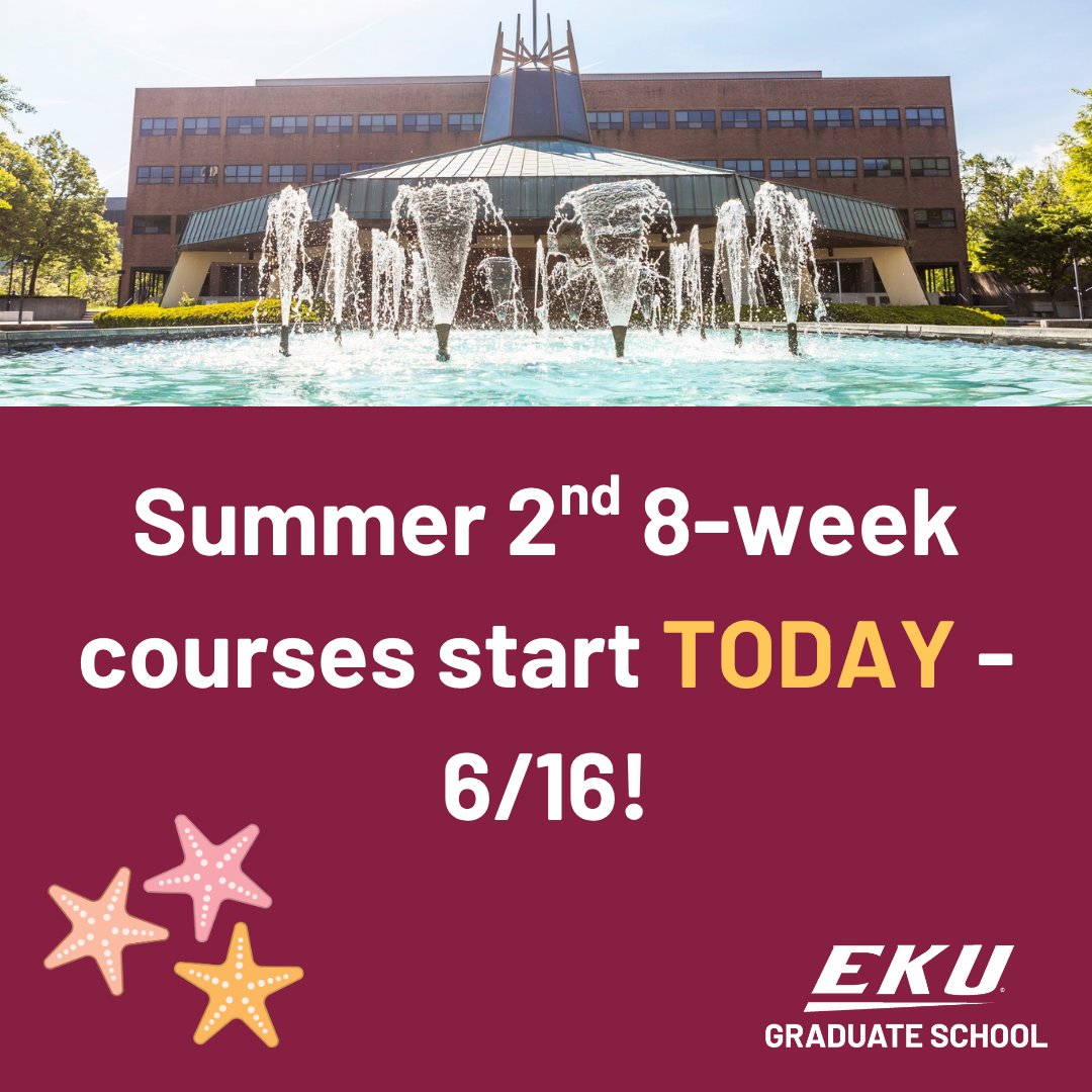 Colonels - we hope you have had a great start to your summer! 2nd 8-week summer courses begin TODAY, 6/16!

#EKU #EKUGraduateSchool