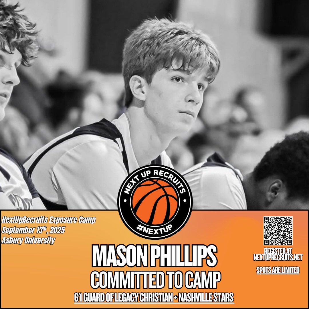 NextUpRecruits (@nextuprecruits) on Twitter photo 2028 - 6’1 G <a href="/MasonPhillips11/">Mason Phillips</a> of Legacy Christian (KY) / Nashville Stars AAU has registered for our EXPOSURE camp at Asbury University.
Lock in your spot here:
nextuprecruits.sportngin.com/register/form/… 2028 - 6’1 G <a href="/MasonPhillips11/">Mason Phillips</a> of Legacy Christian (KY) / Nashville Stars AAU has registered for our EXPOSURE camp at Asbury University.
Lock in your spot here:
nextuprecruits.sportngin.com/register/form/…