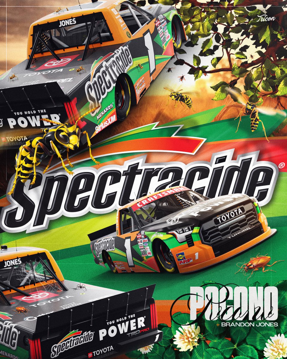 TRICON (@tricongarage) on Twitter photo No pest zone ❌
<a href="/BrandonJonesRac/">Brandon Jones</a> will team up with <a href="/Spectracide/">Spectracide</a> for his return to Pocono in the <a href="/NASCAR_Trucks/">NASCAR CRAFTSMAN Trucks</a>! No pest zone ❌
<a href="/BrandonJonesRac/">Brandon Jones</a> will team up with <a href="/Spectracide/">Spectracide</a> for his return to Pocono in the <a href="/NASCAR_Trucks/">NASCAR CRAFTSMAN Trucks</a>!