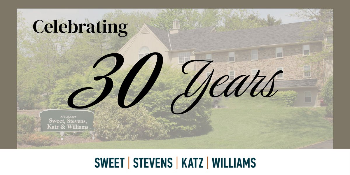 Sweet, Stevens, Katz &amp; Williams has just proudly marked 30 years of practice in Pennsylvania: sweetstevens.com/newsroom/sweet…

#Pennsylvania #Education #LawFirms
