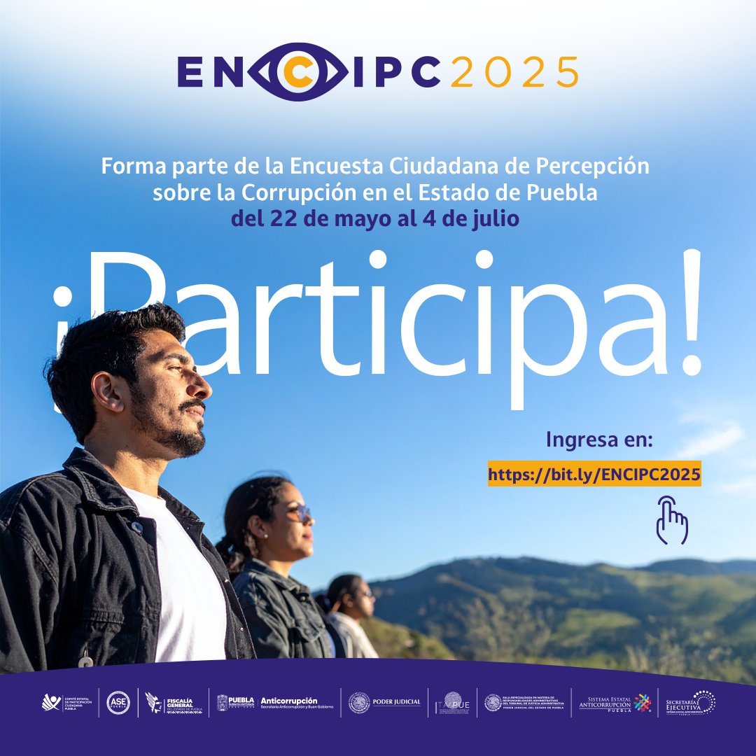 ⚠️ La corrupción nos afecta a todos. Tu opinión puede cambiarlo.
🧑‍💼 Si eres mayor de 18 años y vives en Puebla, responde esta encuesta en línea, confidencial y anónima.
📲 Solo necesitas unos minutos para alzar la voz.
📝 Participa aquí: tinyurl.com/3e3w3rbp
#ENCIPC2025