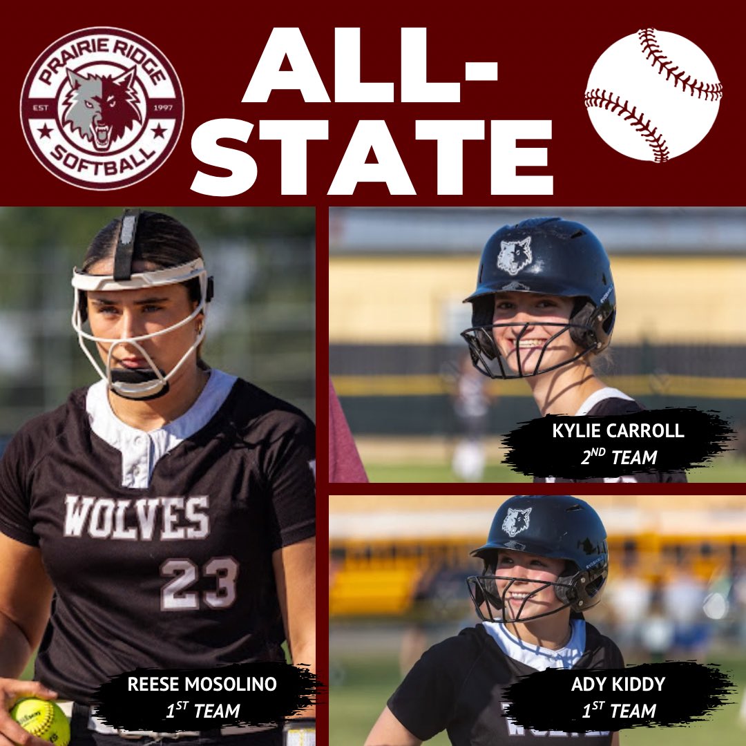 Prairie Ridge Softball 🐺 🥎 (@prairieridgesb) on Twitter photo Congrats to our THREE <a href="/ica_softball/">ICA Softball</a> All-State selections! <a href="/adykiddy/">Adysen Kiddy 2025</a> and <a href="/reesemosolino/">Reese Mosolino 2026</a> both earned 1st-Team honors, and <a href="/KylieCarroll11/">Kylie Carroll</a> earned 2nd-Team honors. We love you and we are so proud!!! #WolfWay #PRSB Congrats to our THREE <a href="/ica_softball/">ICA Softball</a> All-State selections! <a href="/adykiddy/">Adysen Kiddy 2025</a> and <a href="/reesemosolino/">Reese Mosolino 2026</a> both earned 1st-Team honors, and <a href="/KylieCarroll11/">Kylie Carroll</a> earned 2nd-Team honors. We love you and we are so proud!!! #WolfWay #PRSB