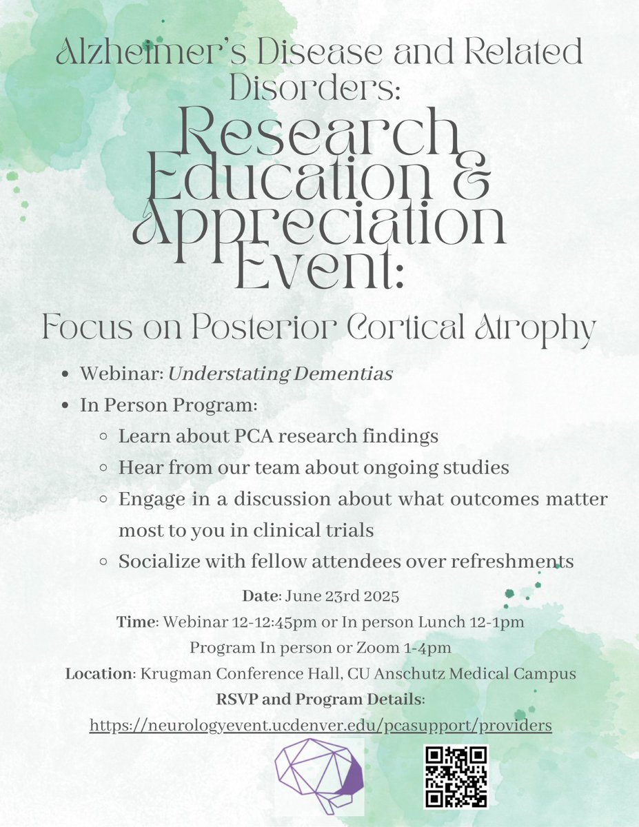 CU Alzheimer's and Cognition Center (@cualzheimers) on Twitter photo Drs. Victoria Pelak and Kavita Nair are excited to host the first Alzheimer's Disease and Related Disorders (ADRD) Research Education and Appreciation Event. The event will take place in person at the Anschutz medical campus and on Zoom next week on Monday, June 23rd from 12 - 4. Drs. Victoria Pelak and Kavita Nair are excited to host the first Alzheimer's Disease and Related Disorders (ADRD) Research Education and Appreciation Event. The event will take place in person at the Anschutz medical campus and on Zoom next week on Monday, June 23rd from 12 - 4.