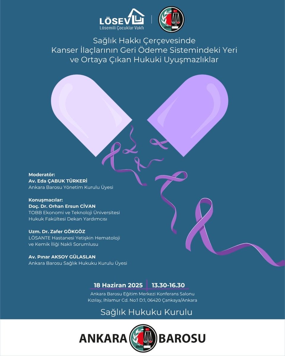 Lösemili Çocuklarımız,
Tüm Kanser Hastalarımız,
yakınlarını kanserden kaybeden,
ilacı ödenmeyen herkesi bu önemli
TOPLANTIYA DAVET EDİYORUZ 
* Para mı - yoksa bir çocuğumuzun hayatı mı daha önemli
* SGK neye dayanarak doktor heyet raporlu ilaçları ödemiyor
* Neden LÖSANTE’ye ceza