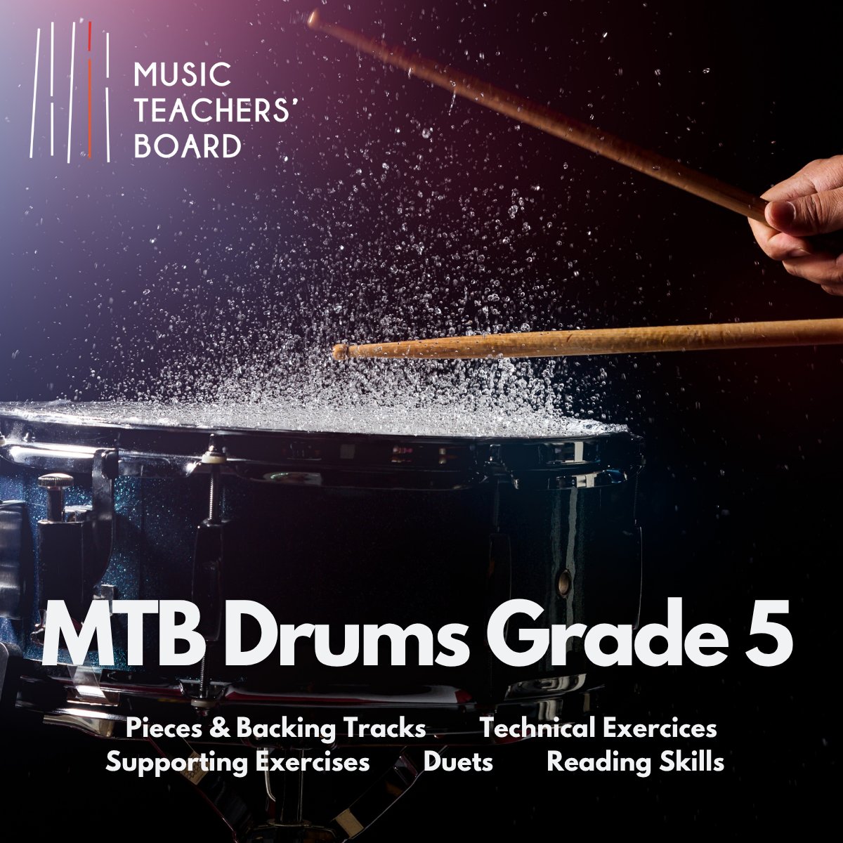 🥁 Our Grade 5 Drums book is here (paperback and digital) and packed with pieces, technical exercises and duets all you drummers won't get enough of! 
🎼 Download the syllabus from our website: mtbexams.com/syllabus/drums/
📕 Get the book from our bookshop: mtbexams.com/bookshop/