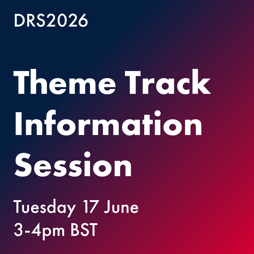 thisisDRS's tweet image. Join our theme track online information session tomorrow for a chance to ask questions about theme track proposals for DRS2026. Register: eventbrite.co.uk/e/drs2026-them…