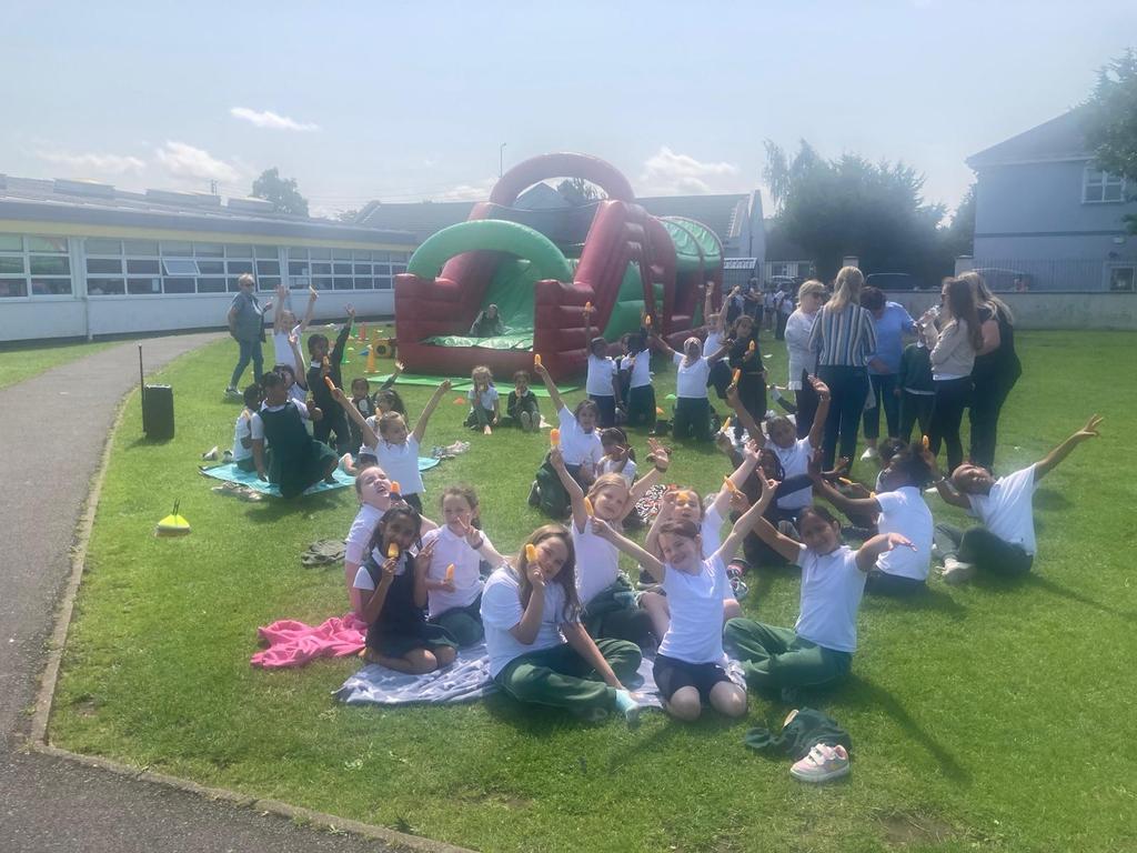 2nd and 3rd Class enjoying their turn on the bouncy castle in school today!