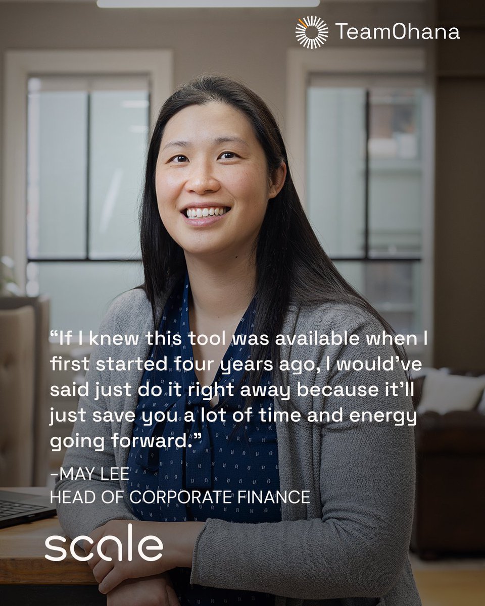 As the Head of Corporate Finance at <a href="/scale_AI/">Scale AI</a> , May Lee knows what it takes to build best-in-class finance and workforce management functions. That’s why we’re proud to power her team's growth and we're honored that Scale has chosen a long-term partnership with TeamOhana.