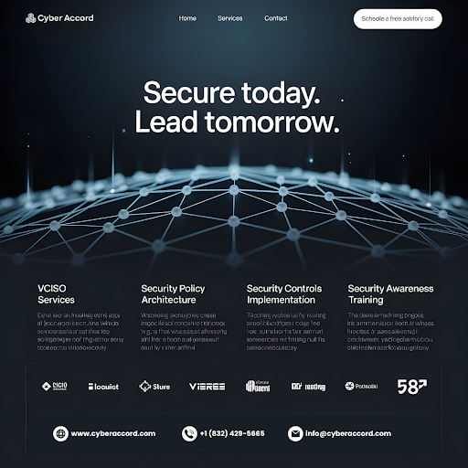 🔐 Secure today. Lead tomorrow.
 Cyber Accord’s expert advisory services protect your business at every layer  from policy to people.
✨ vCISO | 📜 Policies | 🛡️ Controls | 🎓 Training
 🌐 cyberaccord.com
#CyberSecurity #BusinessSecurity