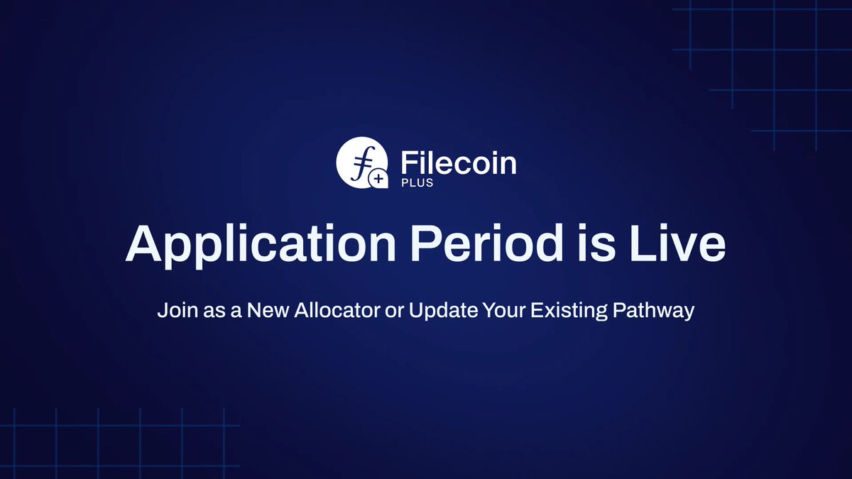 Filecoin's tweet photo. The Filecoin Plus Round 6 application window is open until July 11. New organizations can apply to become Allocators and start distributing DataCap to support useful storage. Existing Allocators must resubmit to stay active, previous applications won’t carry over. https://t.co/ry1DD6fxpC
