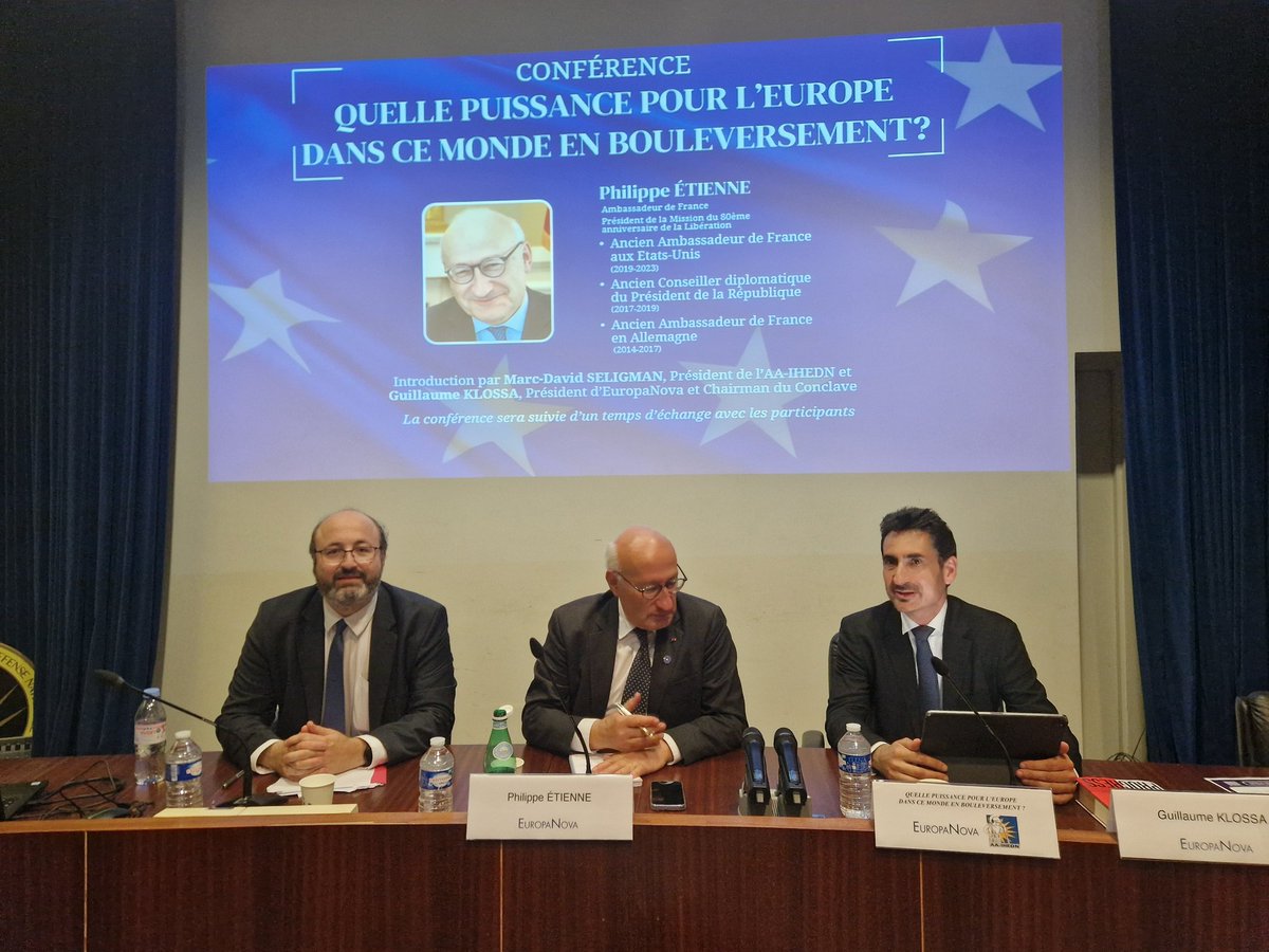 EuropaNova (@europa_nova) on Twitter photo 🇪🇺🇨🇵 Conférence de l'ambassadeur de France Philippe Étienne, conseiller spécial <a href="/Europa_Nova/">EuropaNova</a> : quelle #puissance pour #Europe dans ce #monde en #bouleversement? Intro par <a href="/GuillaumeKlossa/">Guillaume Klossa</a> - merci à <a href="/AAIHEDN/">AA-IHEDN</a> pour son accueil à #École #militaire 🇪🇺🇨🇵 Conférence de l'ambassadeur de France Philippe Étienne, conseiller spécial <a href="/Europa_Nova/">EuropaNova</a> : quelle #puissance pour #Europe dans ce #monde en #bouleversement? Intro par <a href="/GuillaumeKlossa/">Guillaume Klossa</a> - merci à <a href="/AAIHEDN/">AA-IHEDN</a> pour son accueil à #École #militaire