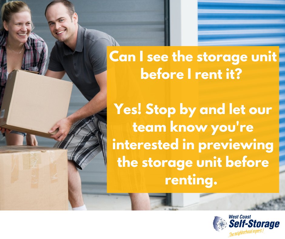SelfStorageWC's tweet photo. Ready to make some space in your life? Before you commit, come take a tour of your future storage unit and our beautiful facility - our team is ready and excited to assist!

#westcoastselfstorage
#storageFAQ
#selfstorage https://t.co/PMaG0o4jR7