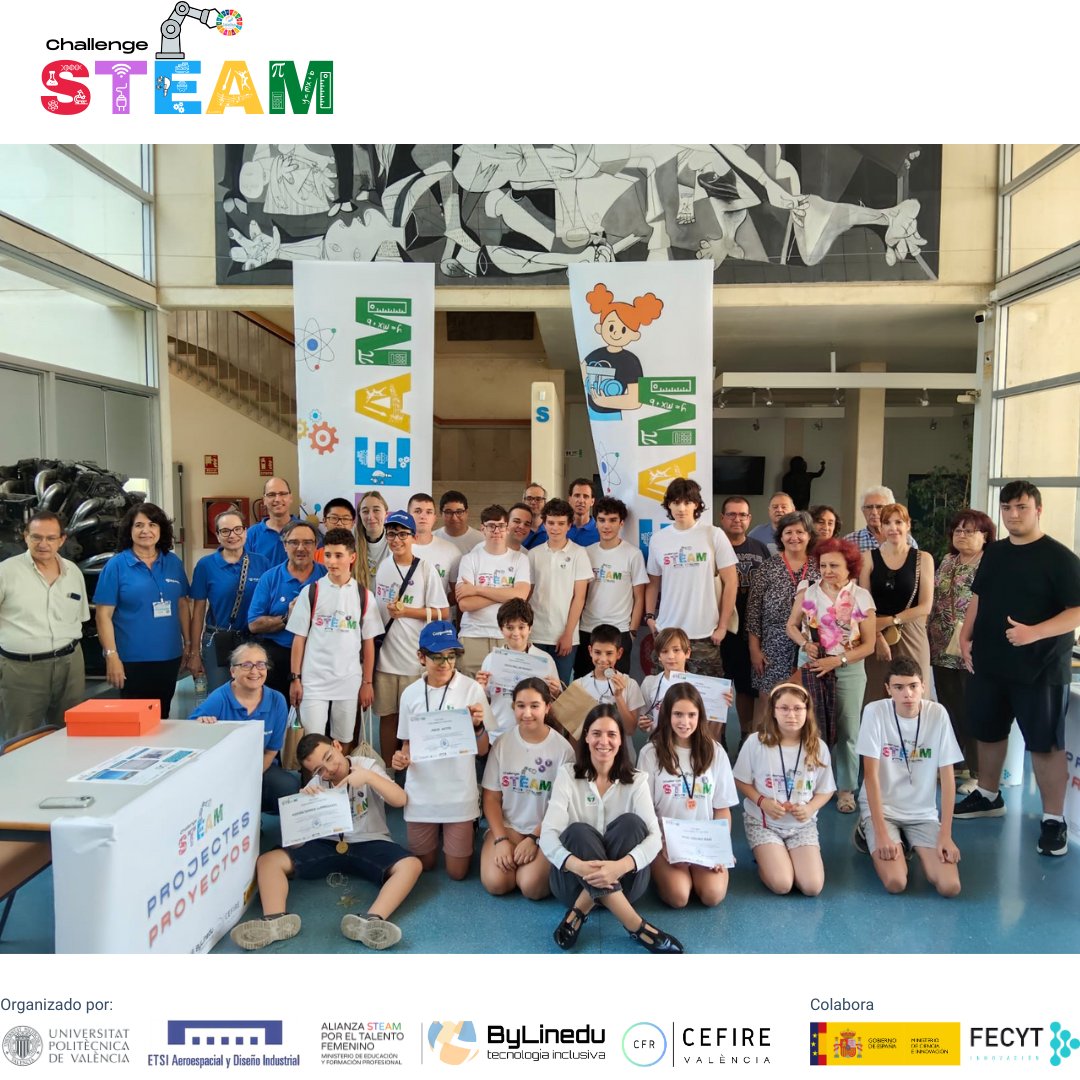 Disponible el resumen de Challenge STEAM, acompañados por Concha Monje <a href="/mecanohumano/">Concha Monje</a> 
En el apartado Premios encontrarás además la explicación de los proyectos por los protagonistas 👩‍💻👨‍💻 
challengesteam.bylinedu.org
Organiza: <a href="/ETSIADI/">ETSIADI</a> <a href="/bylinedu/">Asociacion ByLinedu</a>  <a href="/GVA_Cefire/">Formació, Innovació i Recursos per al Professorat</a>  <a href="/FECYT_Ciencia/">FECYT</a>