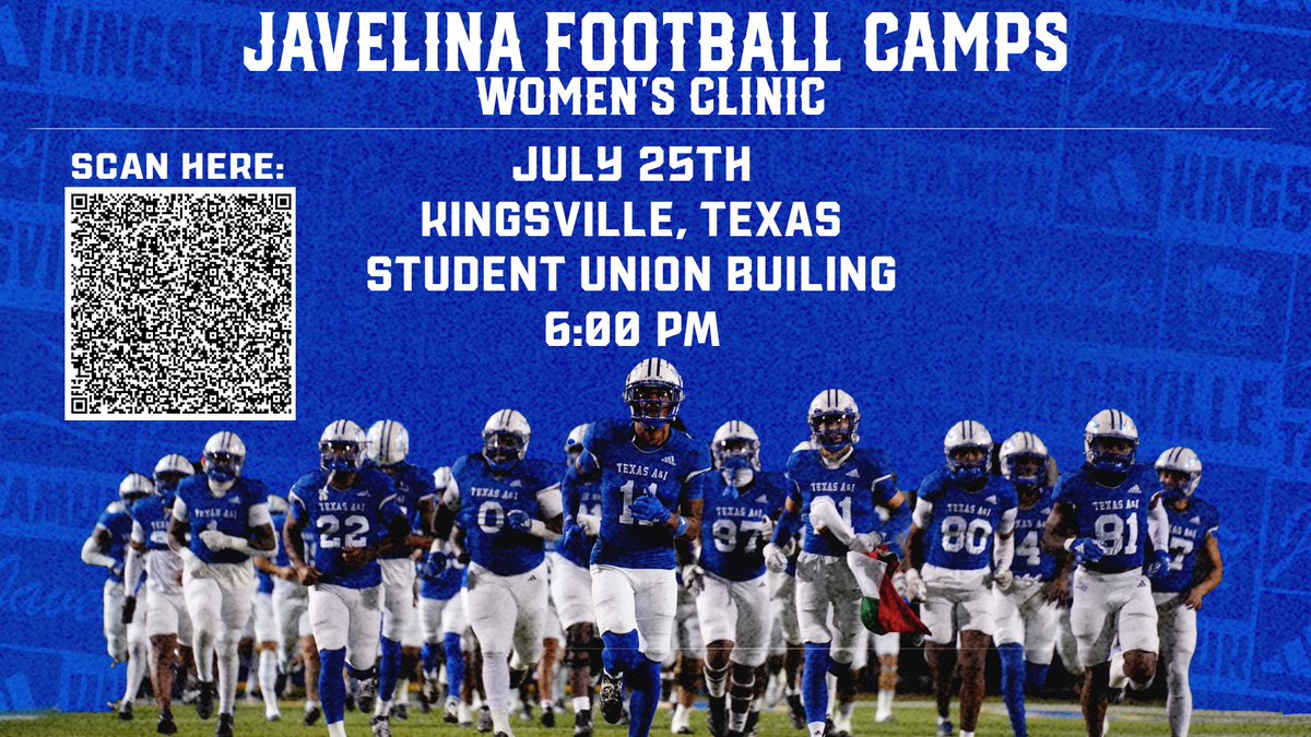 JavelinaFB's tweet image. Javelina Nation! Our 2025 Women's Clinic will be here before you know it! Follow the link below of scan the QR code to register today!
🔗:apps.ideal-logic.com/tamukreg?key=T…
#GoJavelinas #TTDB