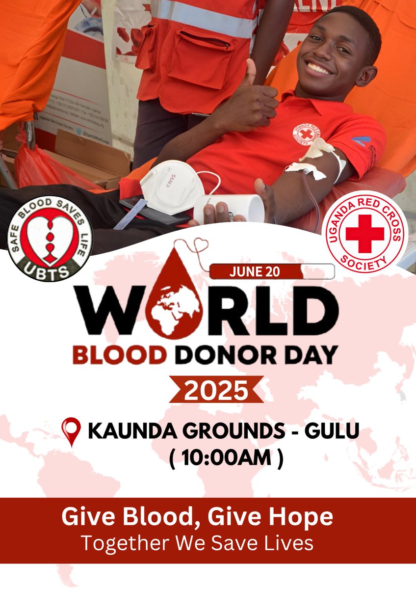 Repost, Like &amp; Share

World Blood Donor Day 2025 Northern Regional Celebration at Kaunda Grounds, Gulu City on June 20, 2025
#WorldBloodDonorDay2025 
#SavingLives