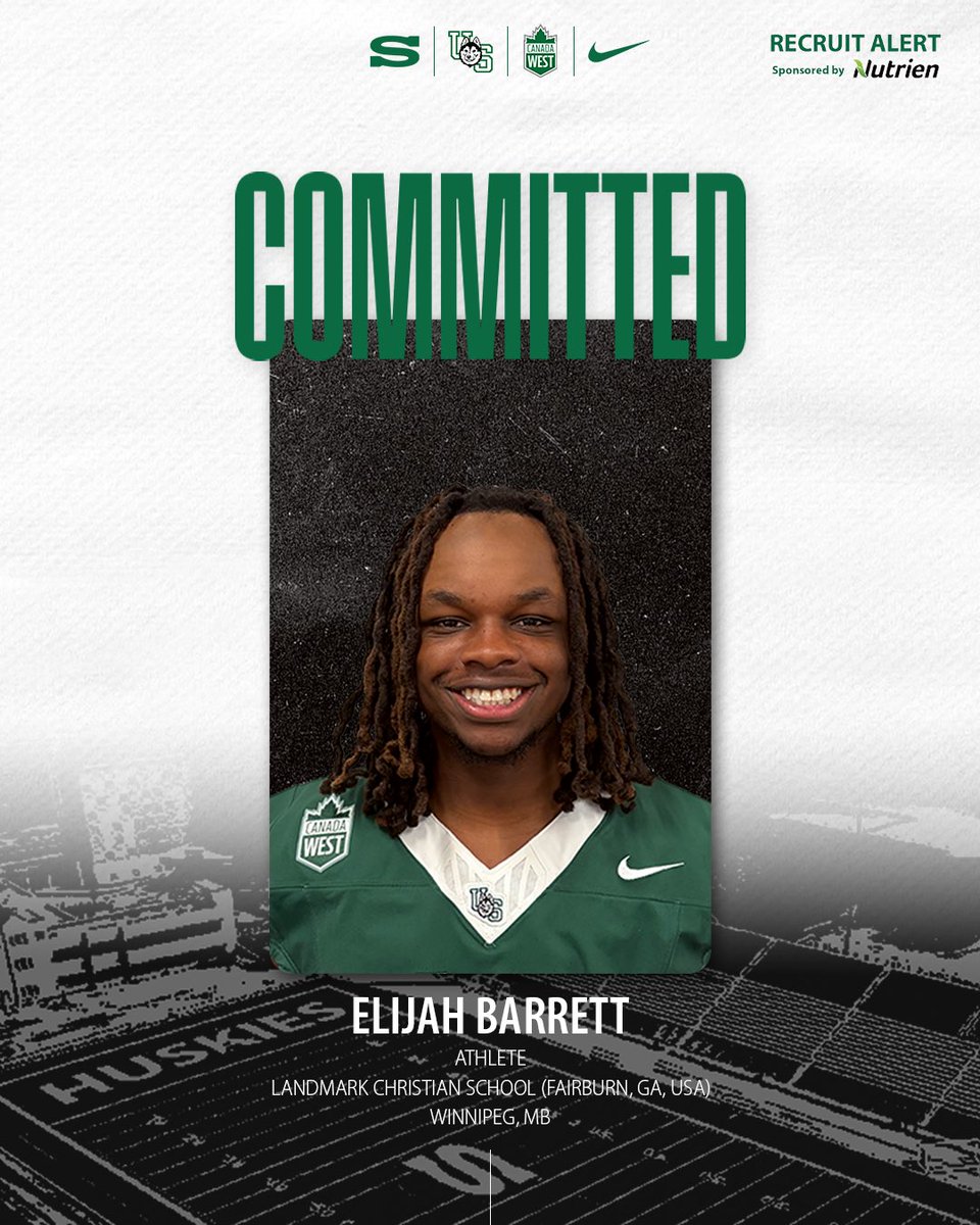 Huskie Football is excited to welcome Elijah Barrett to the Pack for the 2025 season! 🐺

Elijah joins us from Winnipeg, MB as a member of the Landmark Christian War Eagles (Fairburn, GA, USA).

@nutrienltd is hiring, apply today!

#HuskiePride | #PowerofthePack